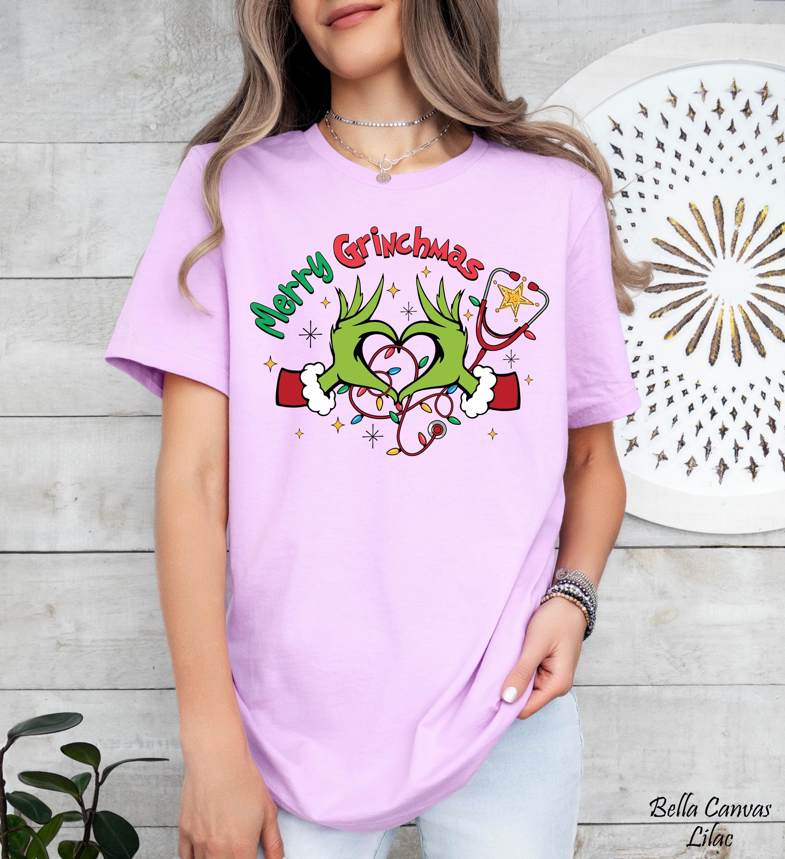 Merry Grinchmas Nurse Shirt, Christmas Nurse T-Shirts, Nurse Gift Shirt,Funny Medical Stethoscope Tee, Christmas Graphic Tee, Holiday Shirt