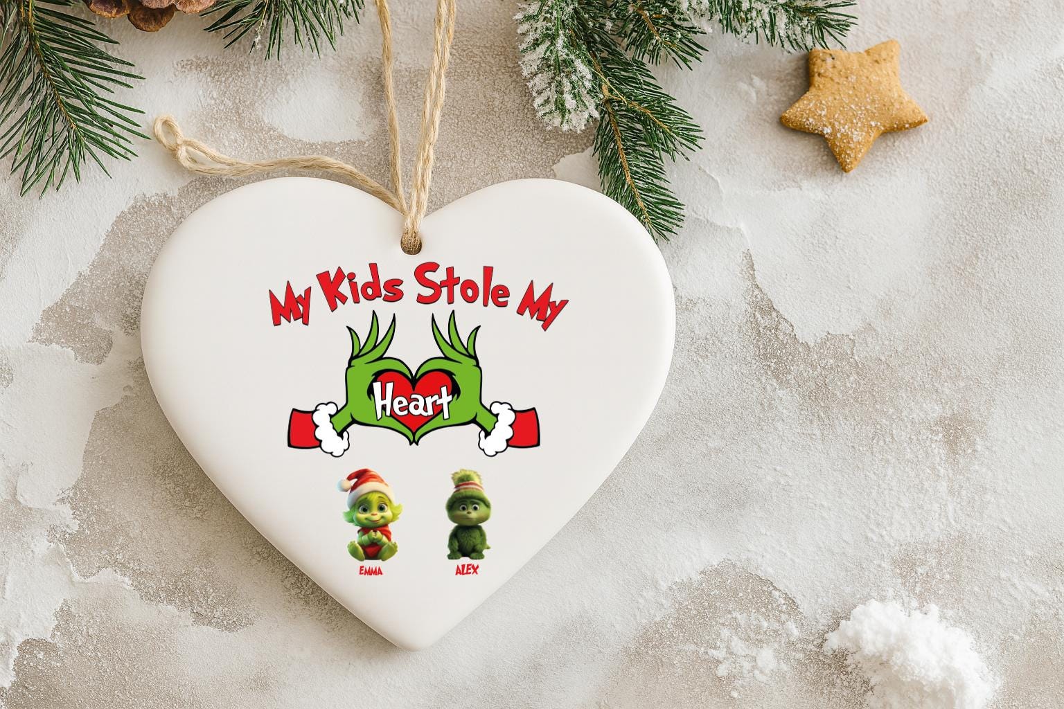 My Grandkids Stole My Heart Ornament, Personalized Family Ornament, Custom Ornament with Kids Name,