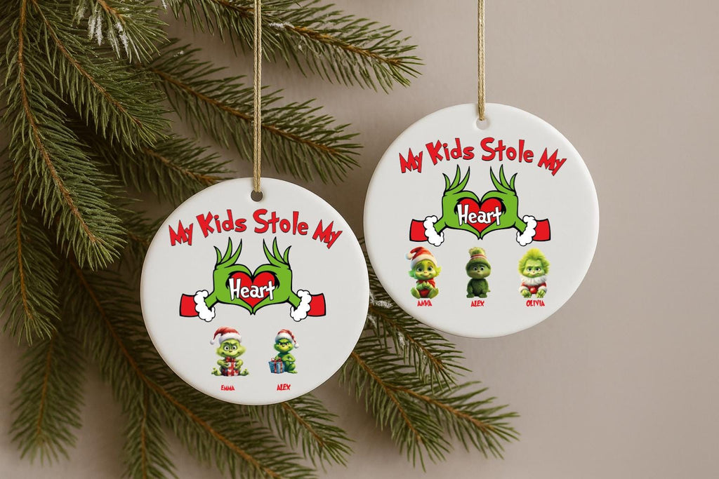 My Grandkids Stole My Heart Ornament, Personalized Family Ornament, Custom Ornament with Kids Name,