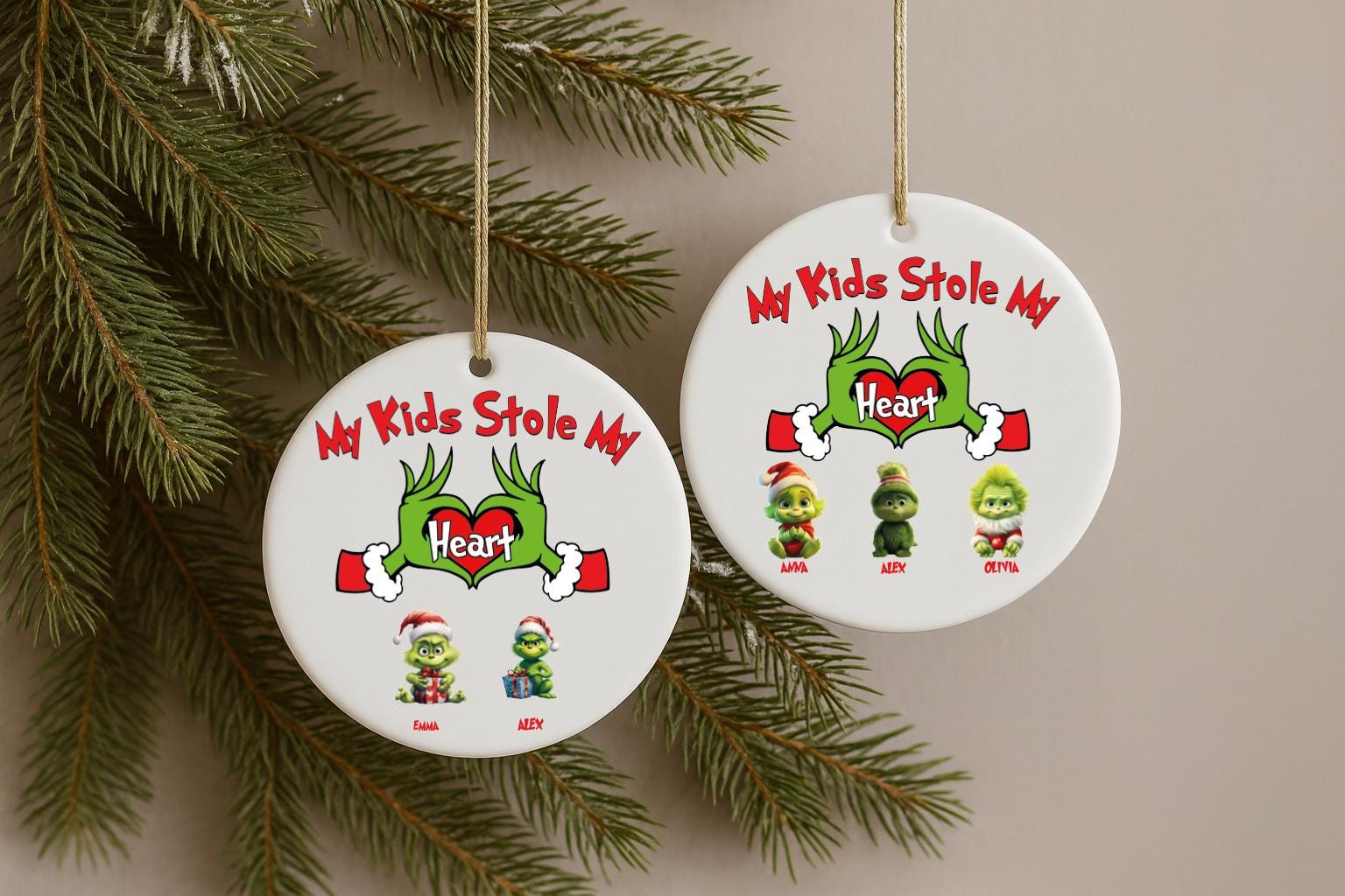 My Grandkids Stole My Heart Ornament, Personalized Family Ornament, Custom Ornament with Kids Name,