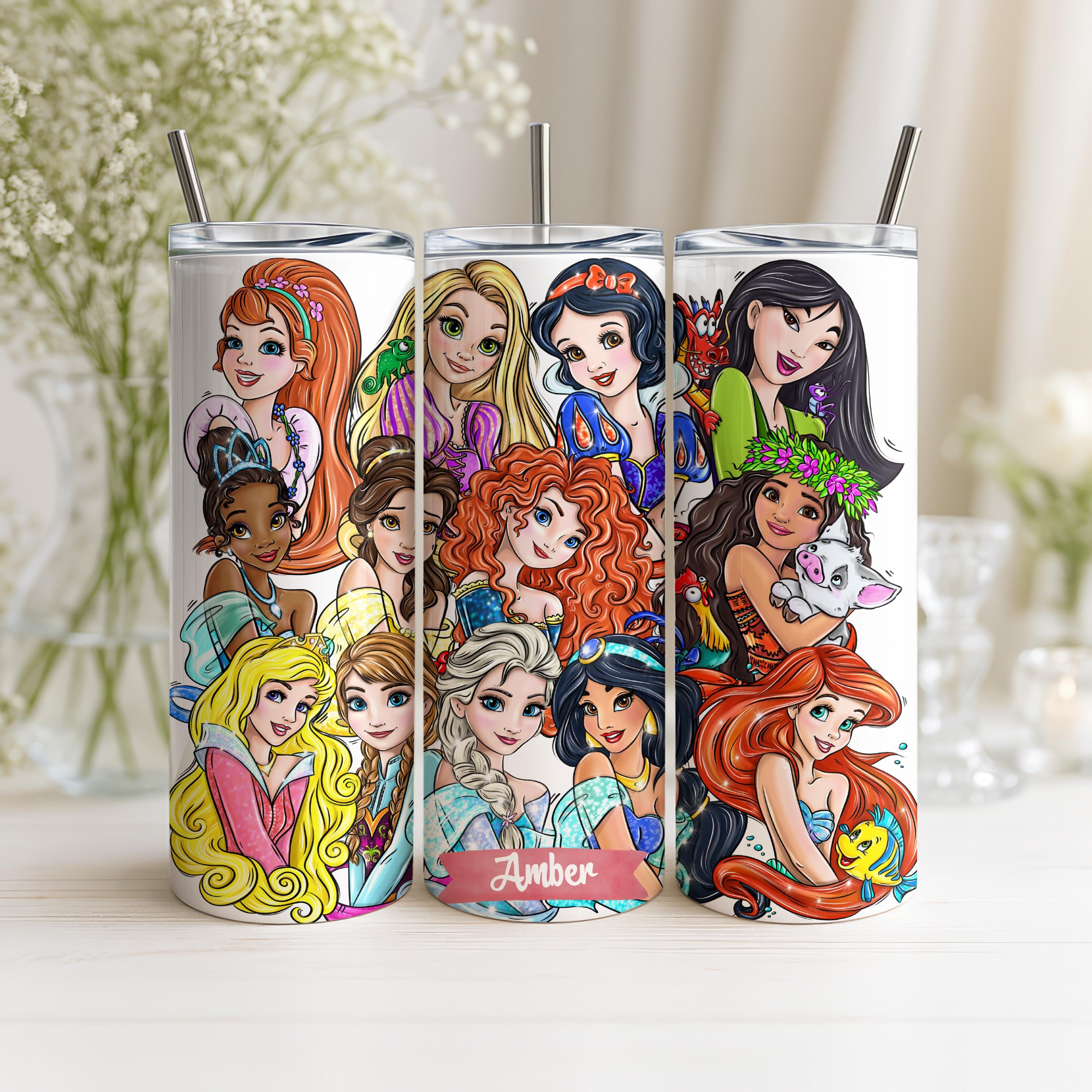 Custom Disney Princess Tumbler, Disney Princess Birthday Girl Gift, Disney Princess Gift Cup, Moana, Ariel, Cinderella, Elsa, Anna Tumbler