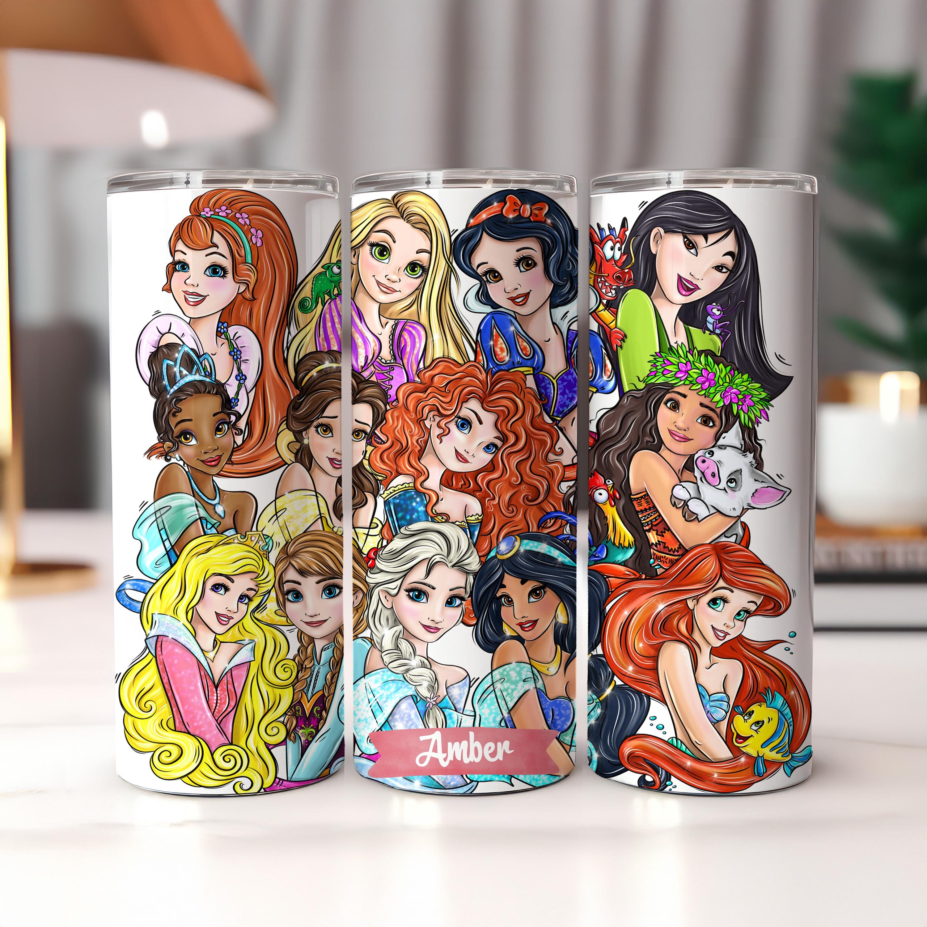 Custom Disney Princess Tumbler, Disney Princess Birthday Girl Gift, Disney Princess Gift Cup, Moana, Ariel, Cinderella, Elsa, Anna Tumbler
