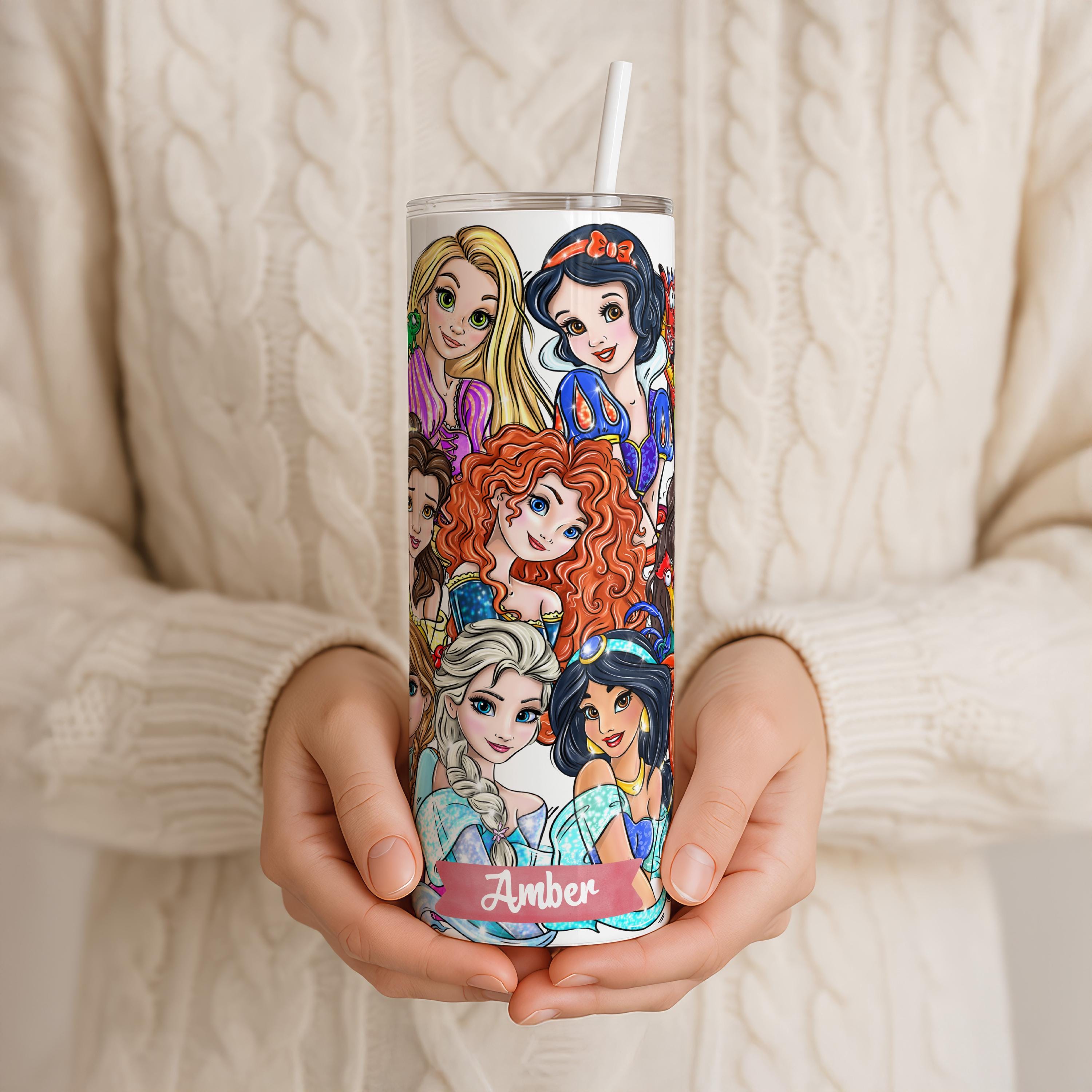 Custom Disney Princess Tumbler, Disney Princess Birthday Girl Gift, Disney Princess Gift Cup, Moana, Ariel, Cinderella, Elsa, Anna Tumbler