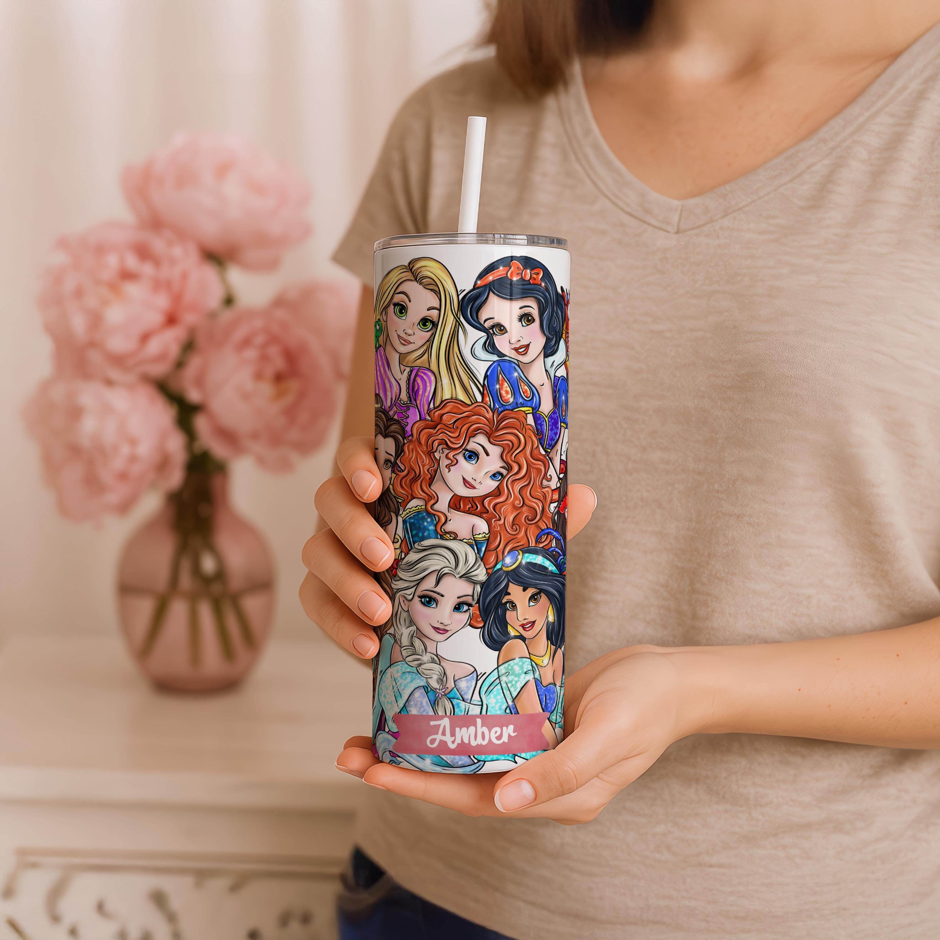Custom Disney Princess Tumbler, Disney Princess Birthday Girl Gift, Disney Princess Gift Cup, Moana, Ariel, Cinderella, Elsa, Anna Tumbler