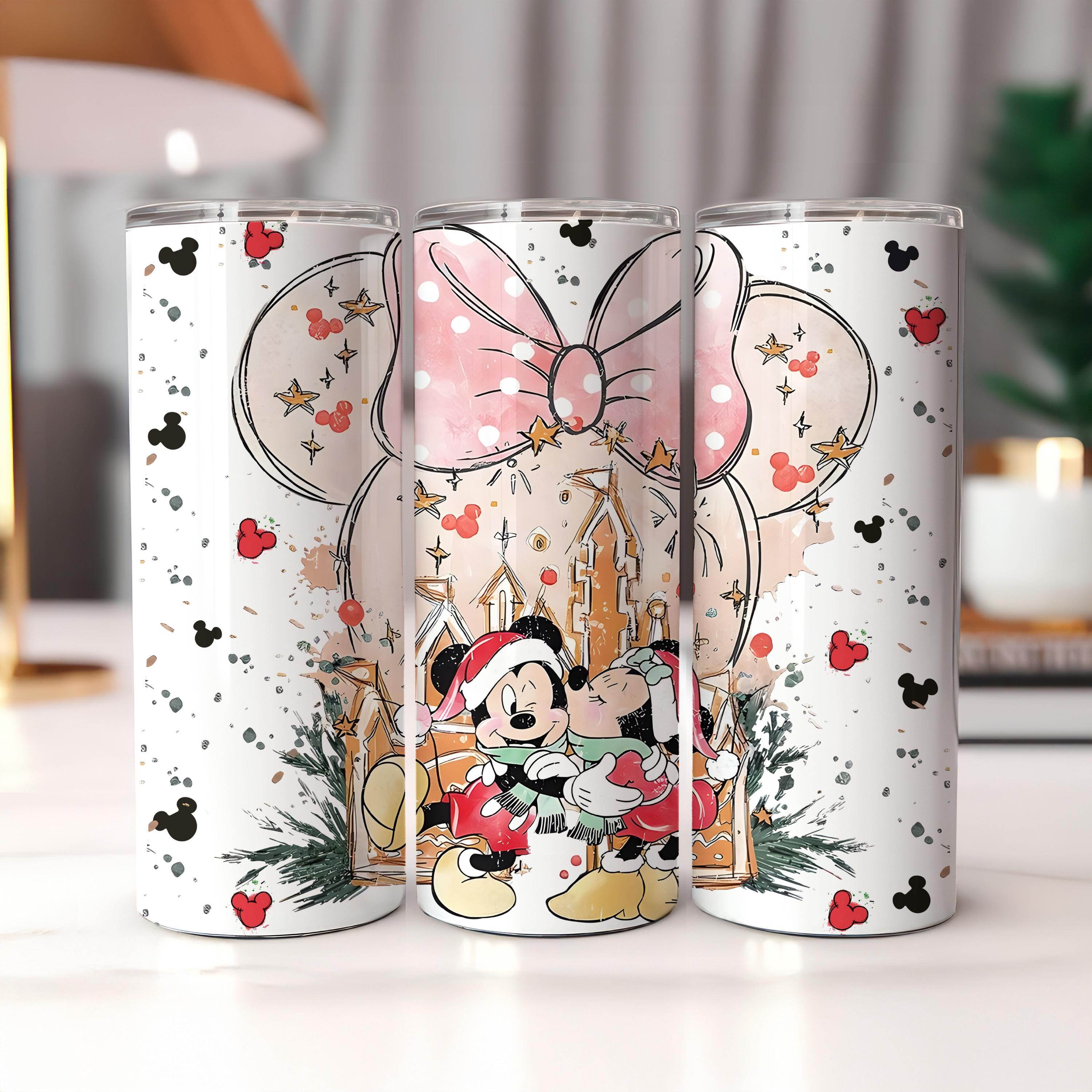 Mickey and Minnie Mouse Christmas Tumbler, Minnie Mouse Head Tumbler, Christmas Gift for Her, Christmas Couple Gifts,Disney Couple Tumbler