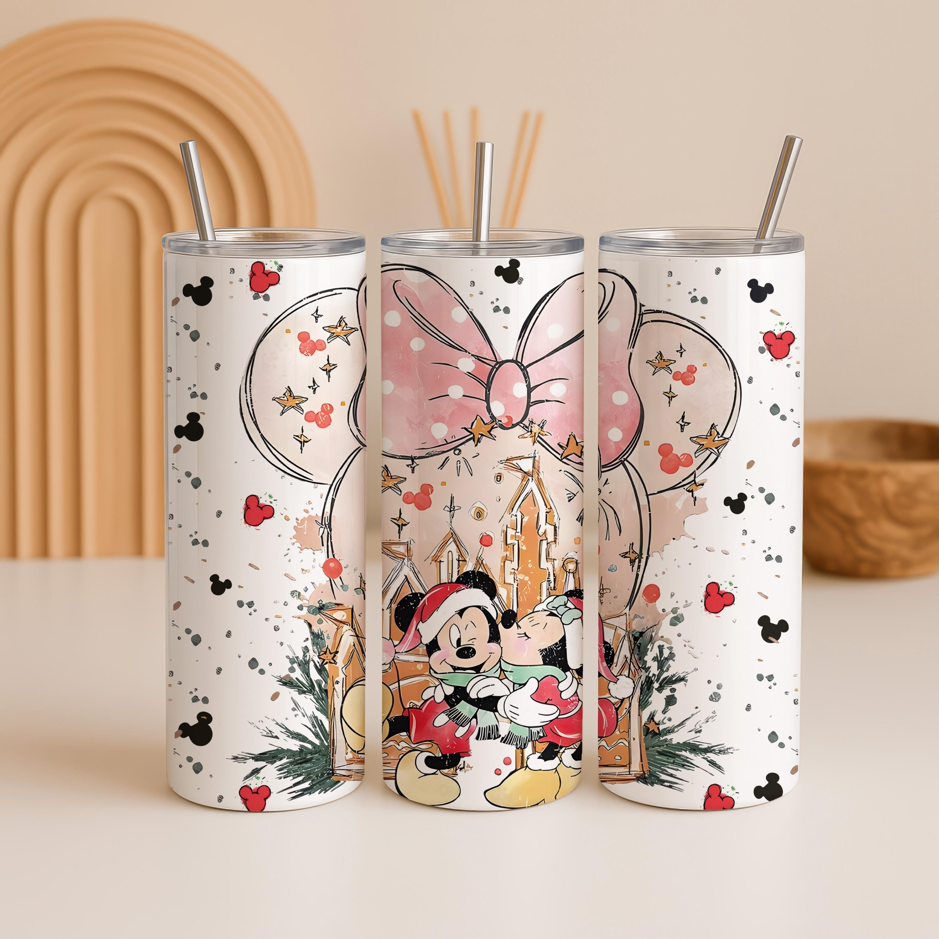 Mickey and Minnie Mouse Christmas Tumbler, Minnie Mouse Head Tumbler, Christmas Gift for Her, Christmas Couple Gifts,Disney Couple Tumbler