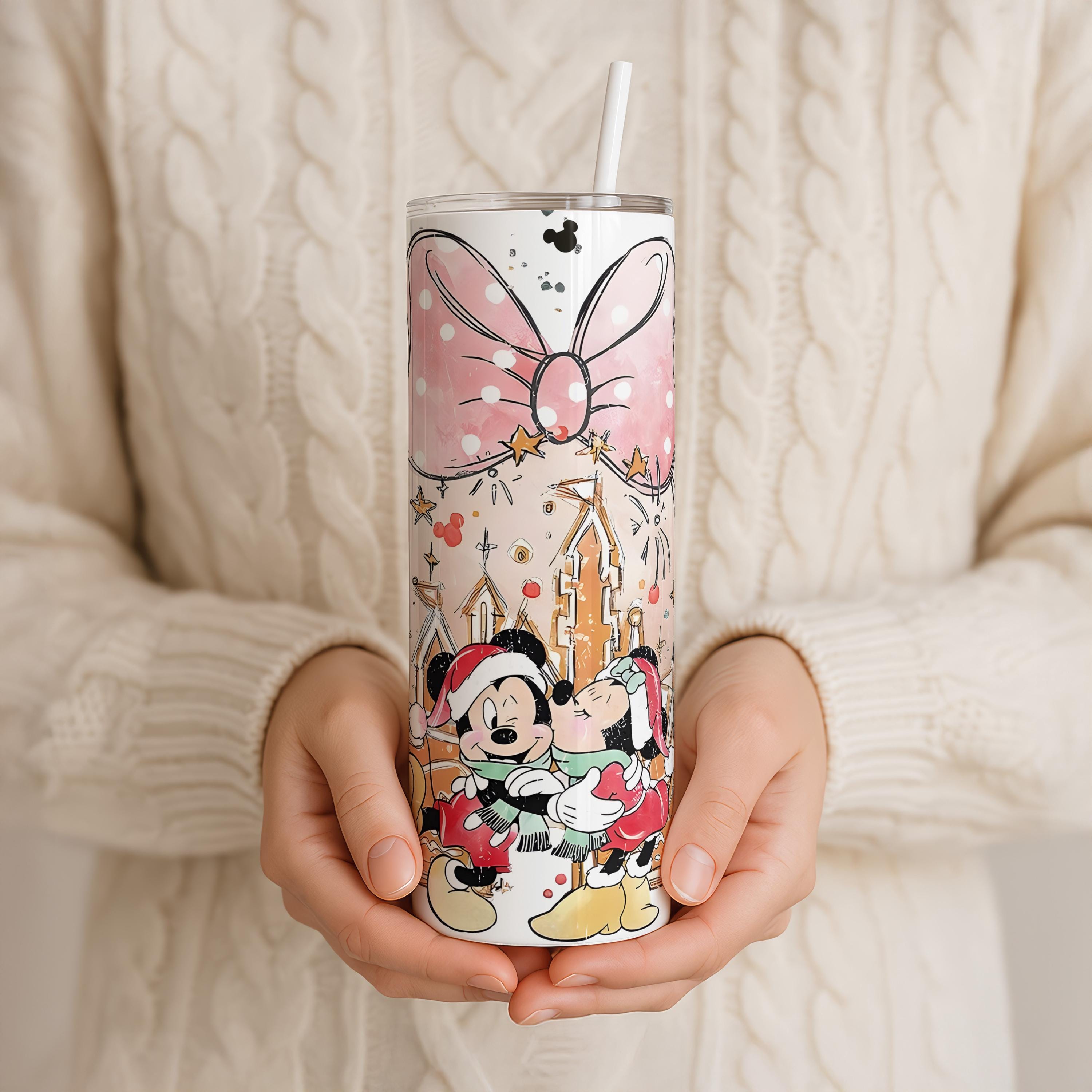 Mickey and Minnie Mouse Christmas Tumbler, Minnie Mouse Head Tumbler, Christmas Gift for Her, Christmas Couple Gifts,Disney Couple Tumbler