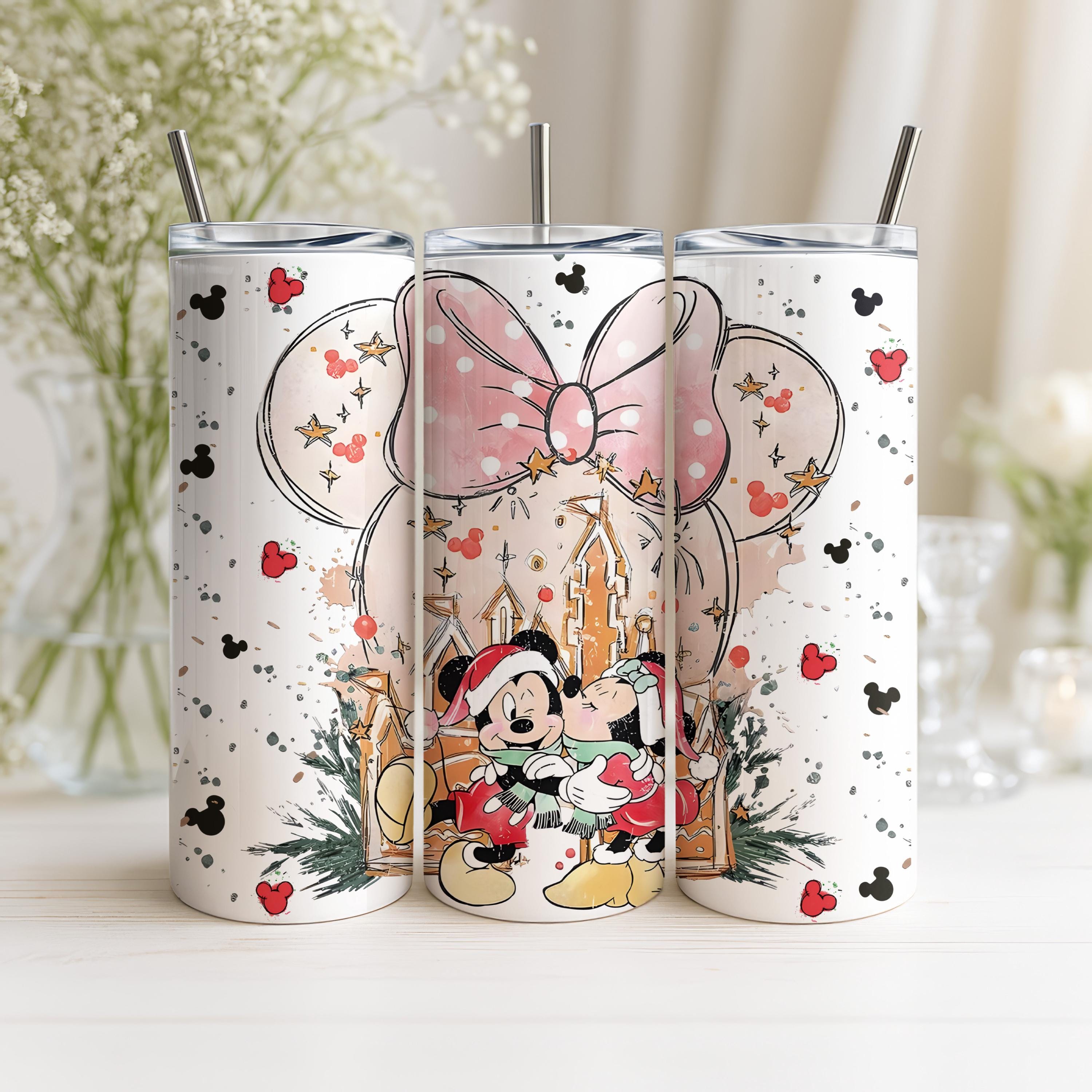 Mickey and Minnie Mouse Christmas Tumbler, Minnie Mouse Head Tumbler, Christmas Gift for Her, Christmas Couple Gifts,Disney Couple Tumbler
