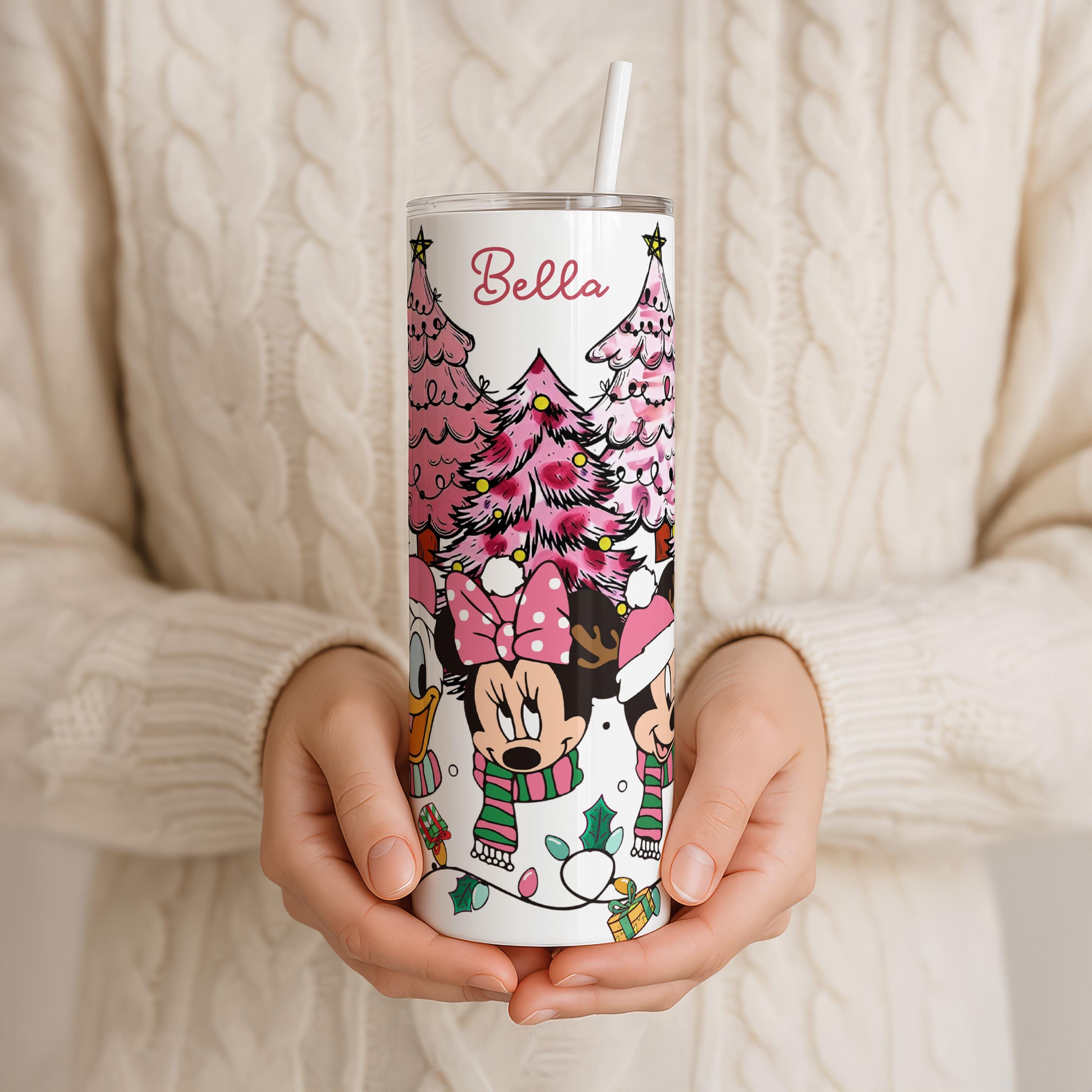 Pink Christmas Mickey and Friends Tumbler, Disney Pink Christmas Tree Tumbler, Christmas Gift Tumbler ,Christmas Party Tumbler, Xmas Gifts