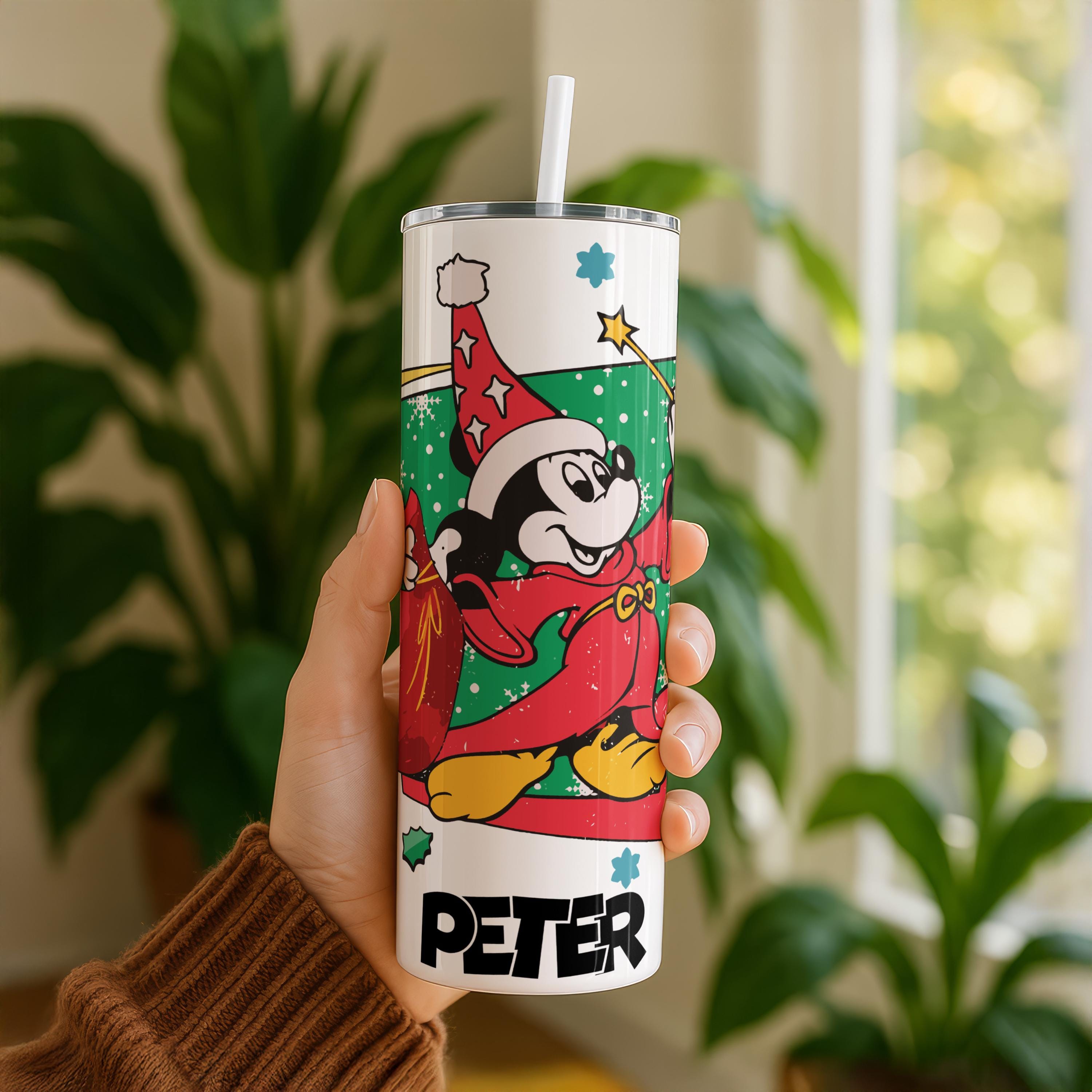Mickey Mouse Sorcerer 20oz Skinny Tumbler, Disney Character Waterbottle, Stainless Steel Water Bottle, Customized Mickey Tumbler with Name