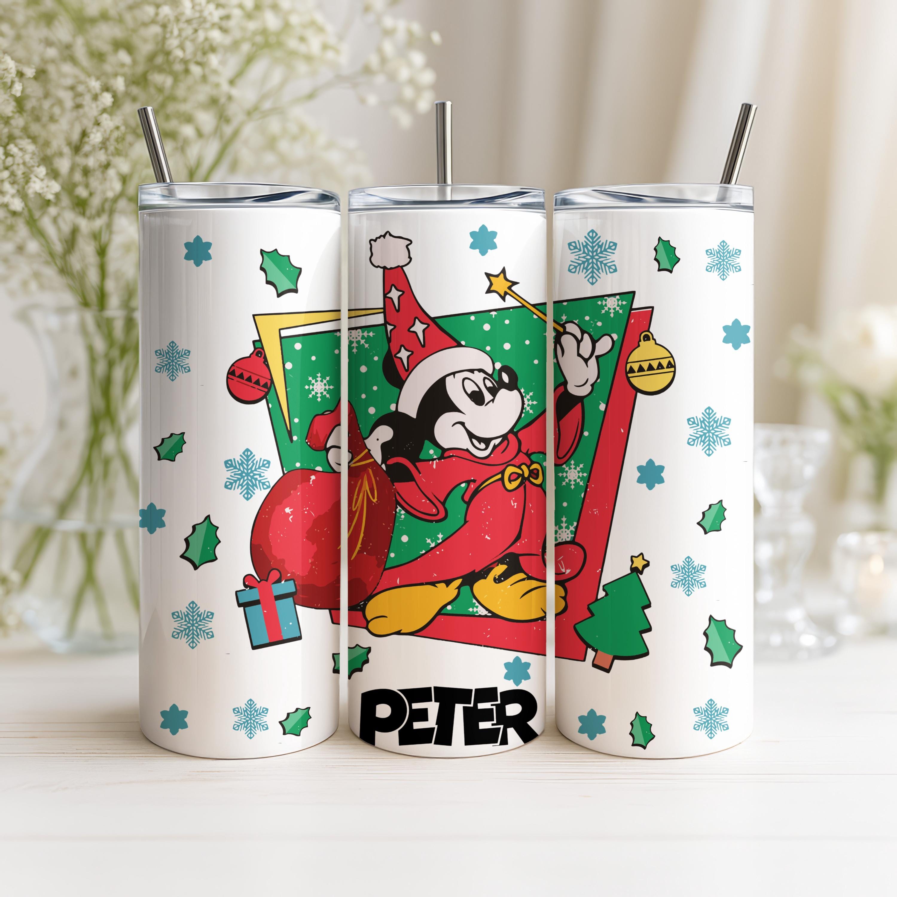 Mickey Mouse Sorcerer 20oz Skinny Tumbler, Disney Character Waterbottle, Stainless Steel Water Bottle, Customized Mickey Tumbler with Name