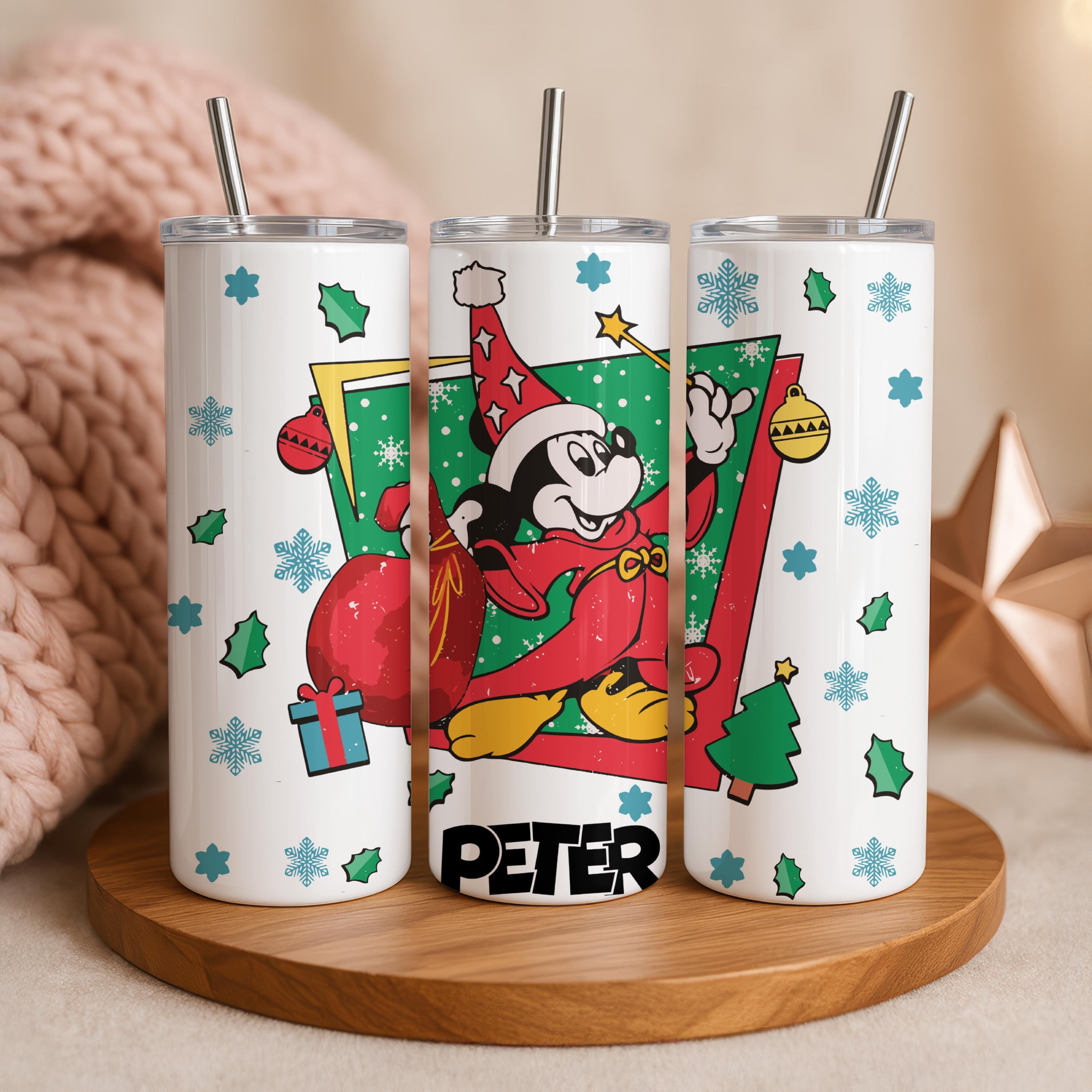 Mickey Mouse Sorcerer 20oz Skinny Tumbler, Disney Character Waterbottle, Stainless Steel Water Bottle, Customized Mickey Tumbler with Name