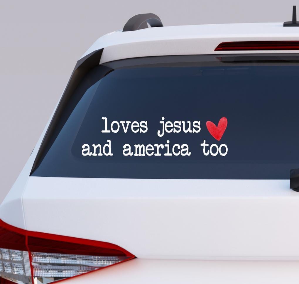 Loves Jesus And America Too Decal,Patriotic Car Sticker,Religious Vinyl Decal,Jesus Decal, Vinyl Car Decal,Christian Sticker for Car,Laptop
