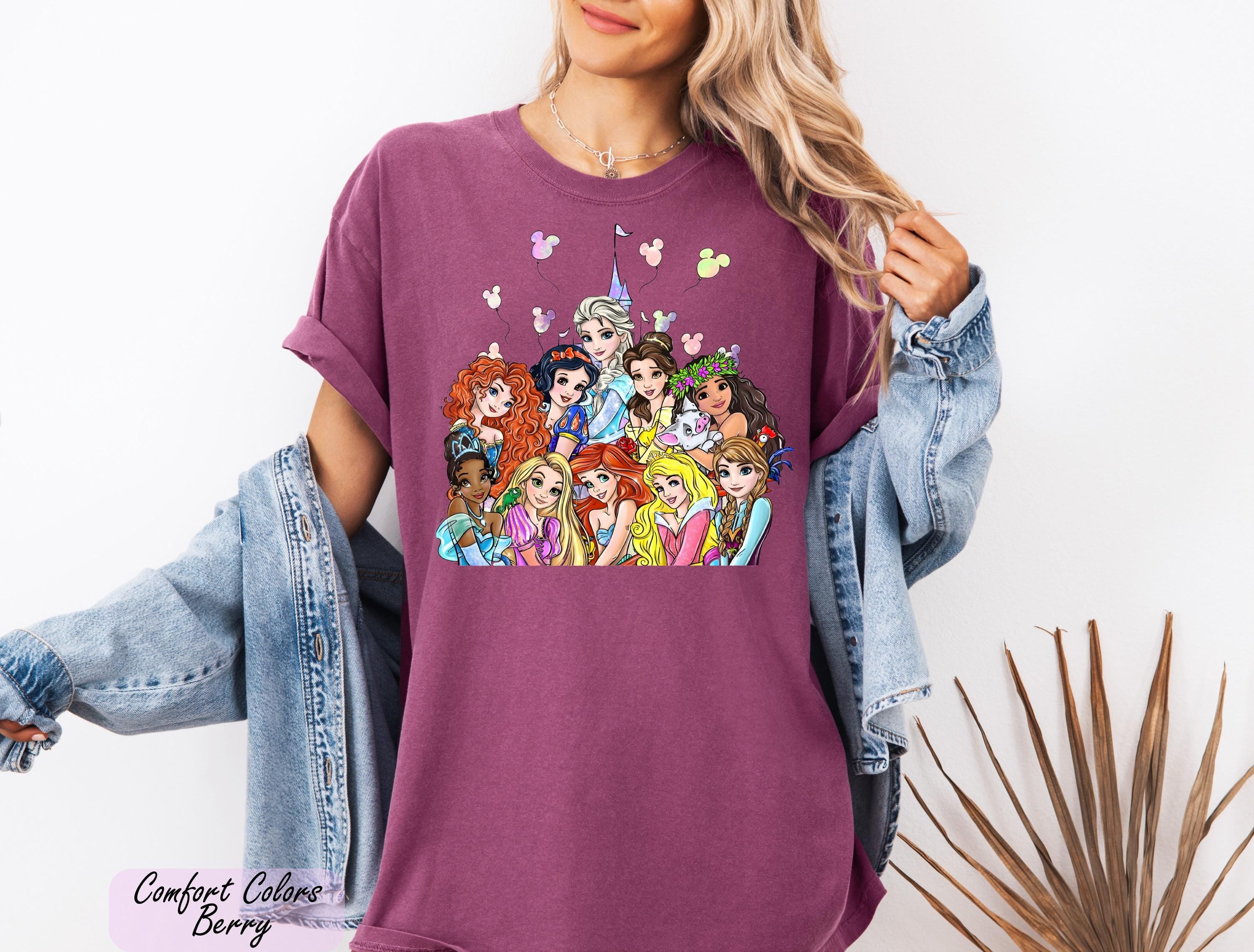 Retro Disney Princess Characters Shirts, Disney Princess Shirt,  Rapunzel, Belle, Cinderella, Merida, Moana Tee,  Disney Girl Trip Shirt