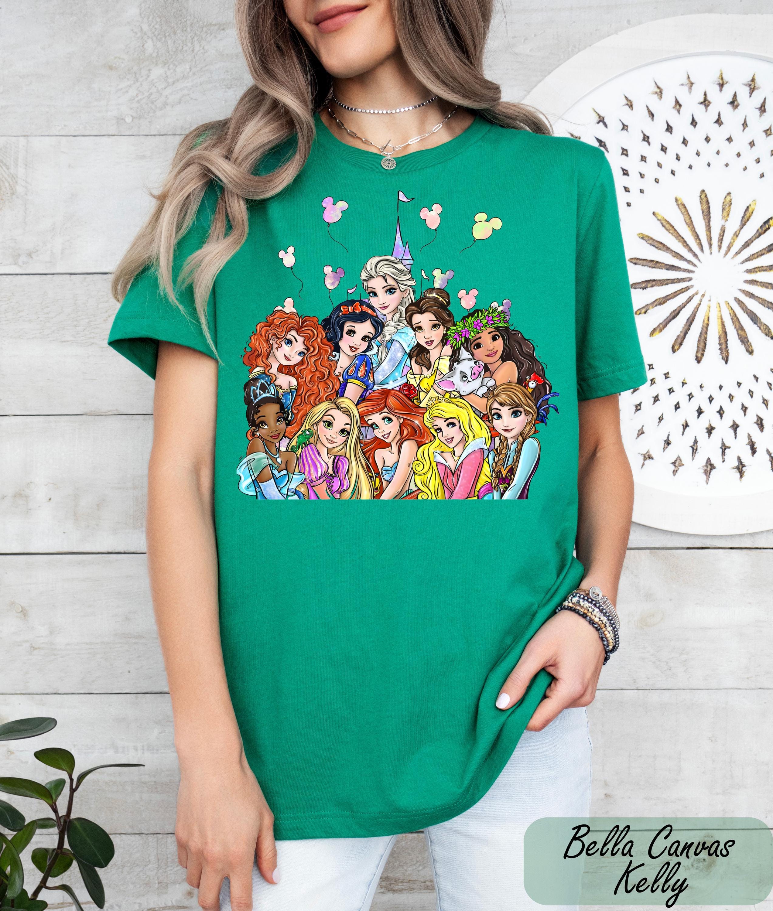 Retro Disney Princess Characters Shirts, Disney Princess Shirt,  Rapunzel, Belle, Cinderella, Merida, Moana Tee,  Disney Girl Trip Shirt