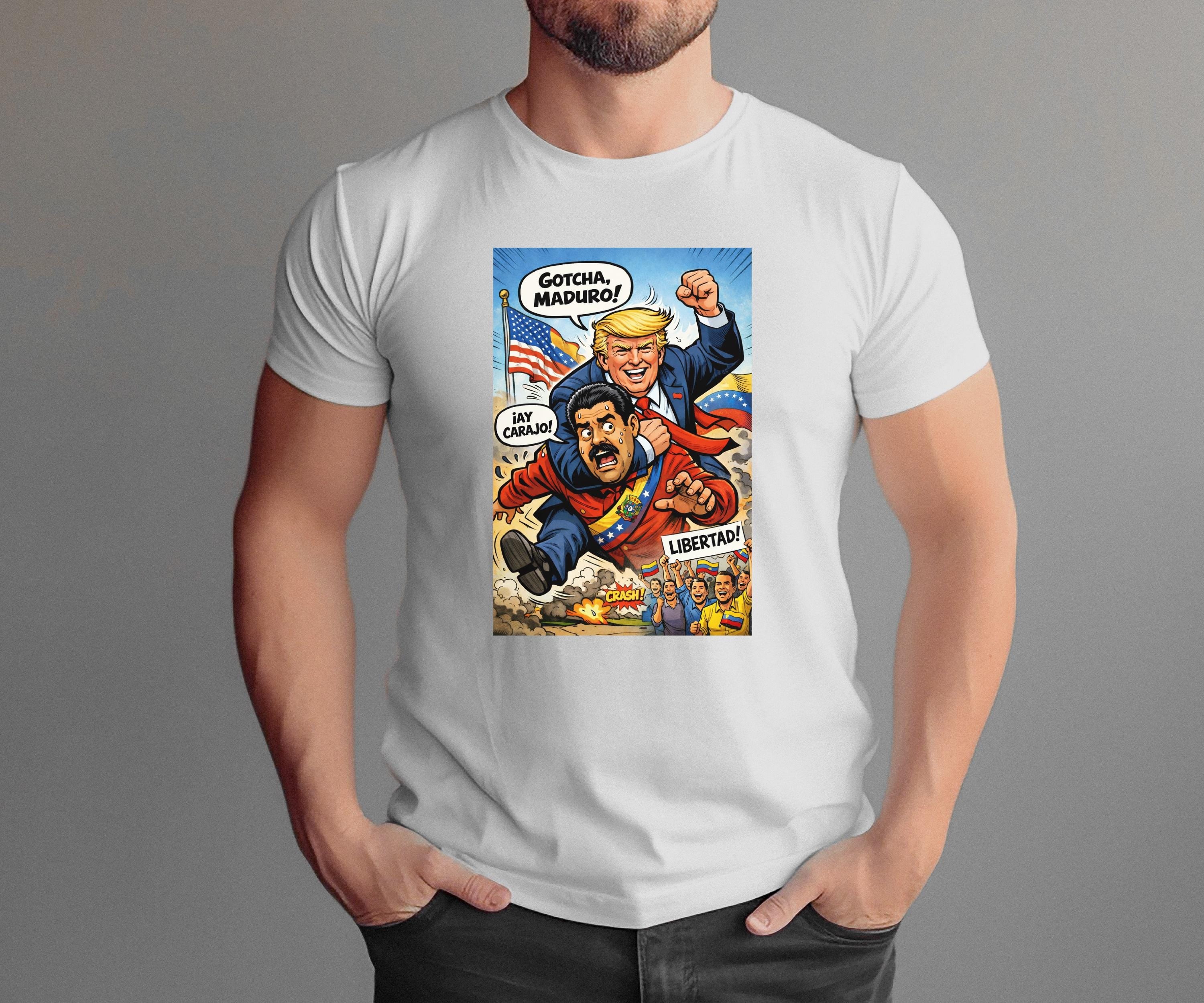 Trump Announces Successful Operation to Capture Venezuelan Leader Maduro, Nicholas Maduro captured photo, Anti Maduro Shirt