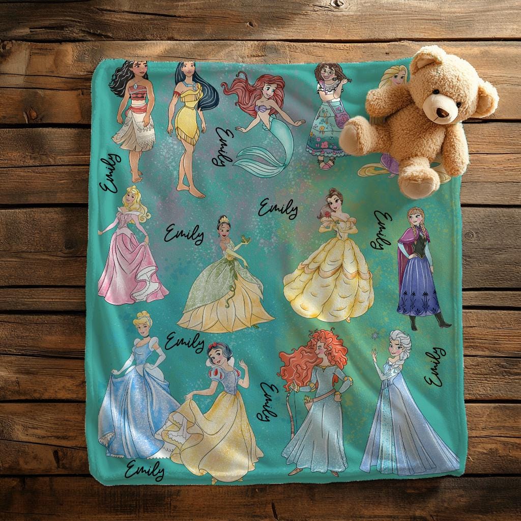 Personalized  Disney Princesses Blanket, Disney Princess Blanket,Customizable Toddler Throw Blanket, Baby Shower Gift, Disney Nursery Decor