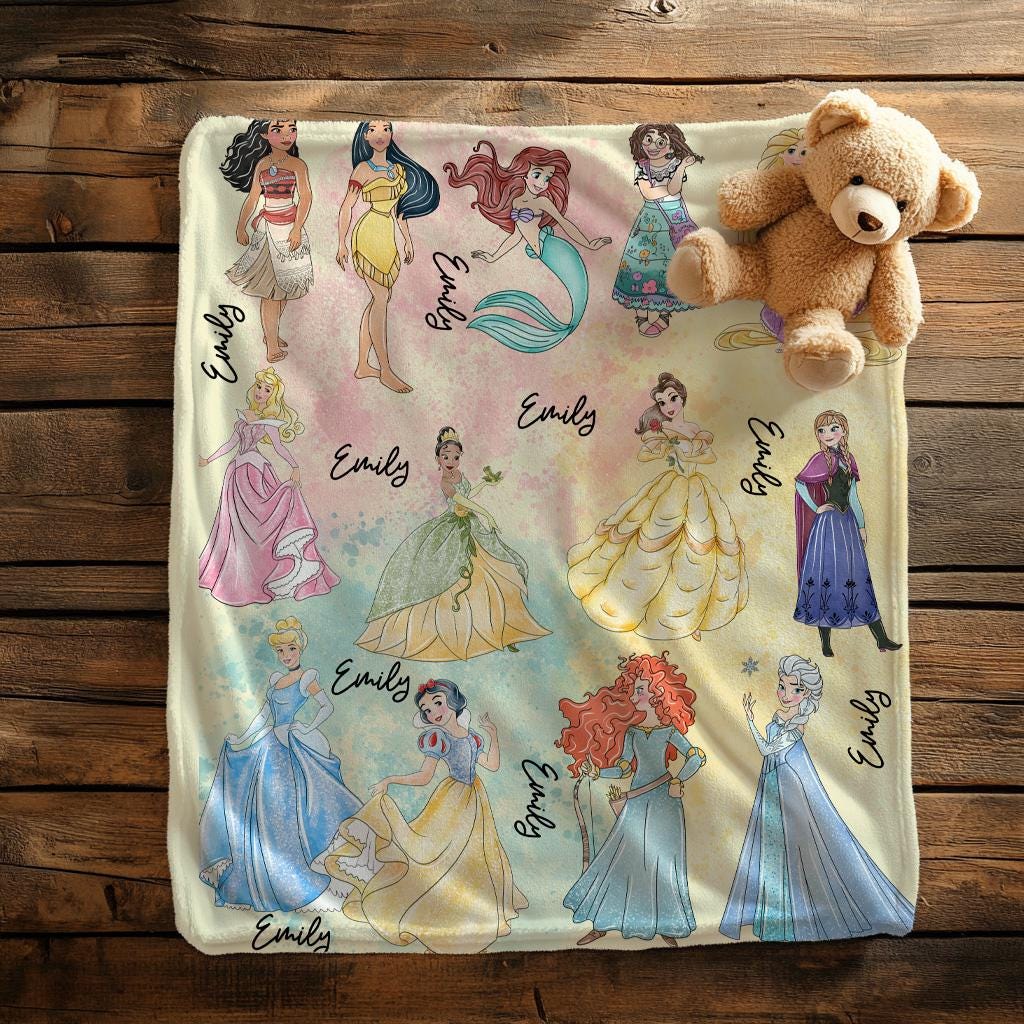 Personalized  Disney Princesses Blanket, Disney Princess Blanket,Customizable Toddler Throw Blanket, Baby Shower Gift, Disney Nursery Decor