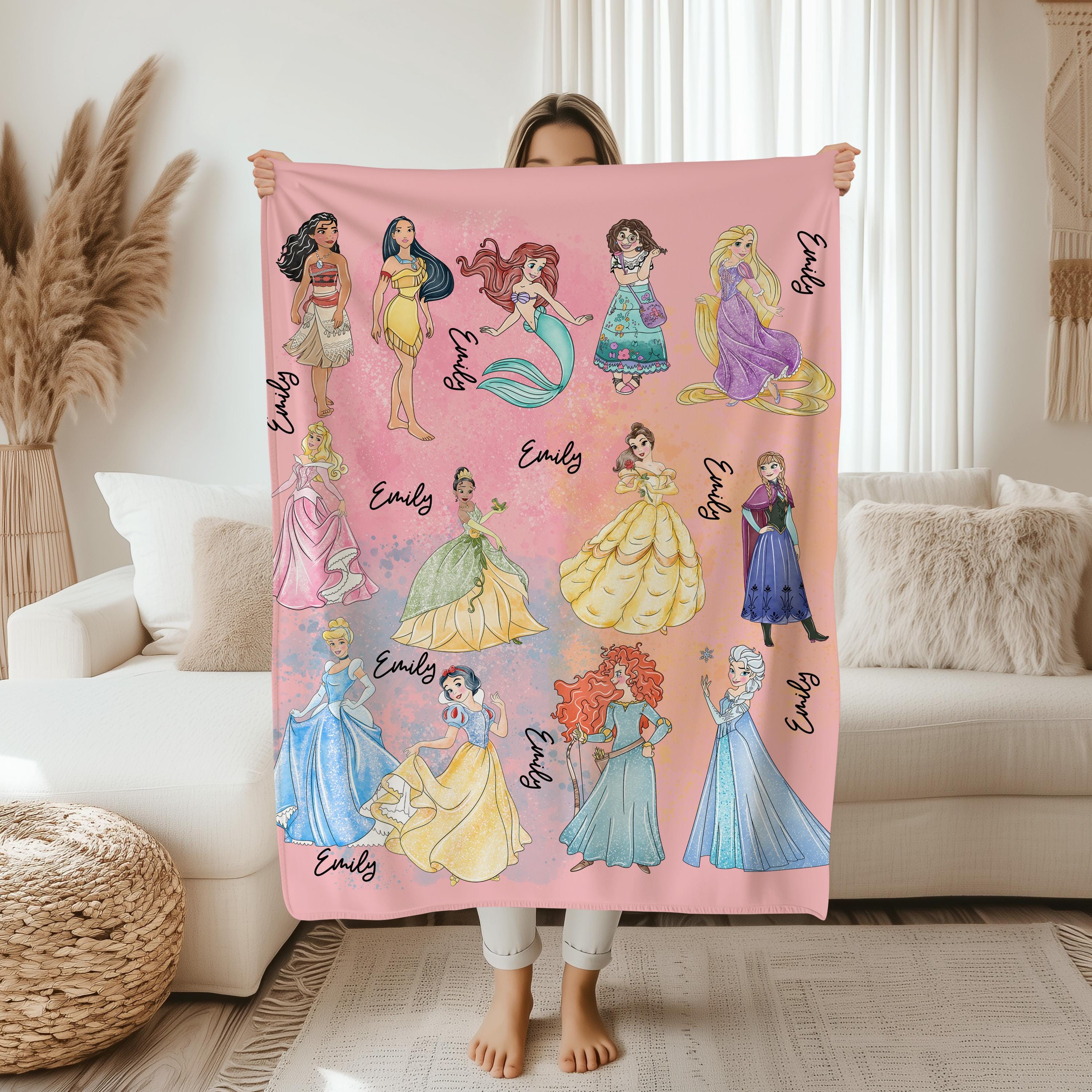 Personalized  Disney Princesses Blanket, Disney Princess Blanket,Customizable Toddler Throw Blanket, Baby Shower Gift, Disney Nursery Decor