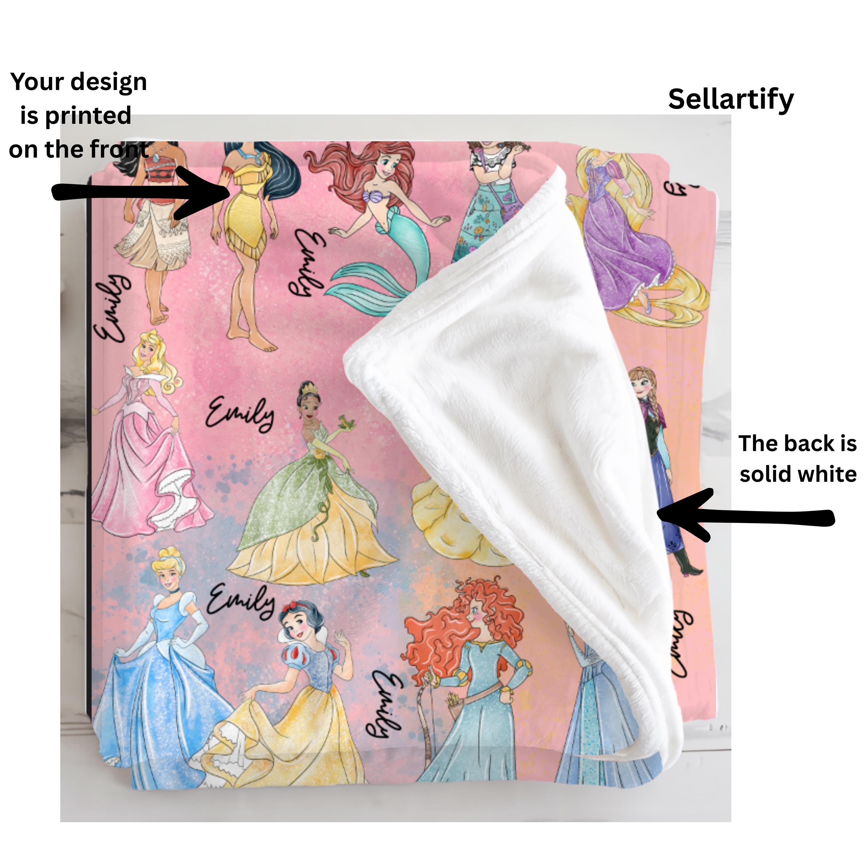 Personalized  Disney Princesses Blanket, Disney Princess Blanket,Customizable Toddler Throw Blanket, Baby Shower Gift, Disney Nursery Decor