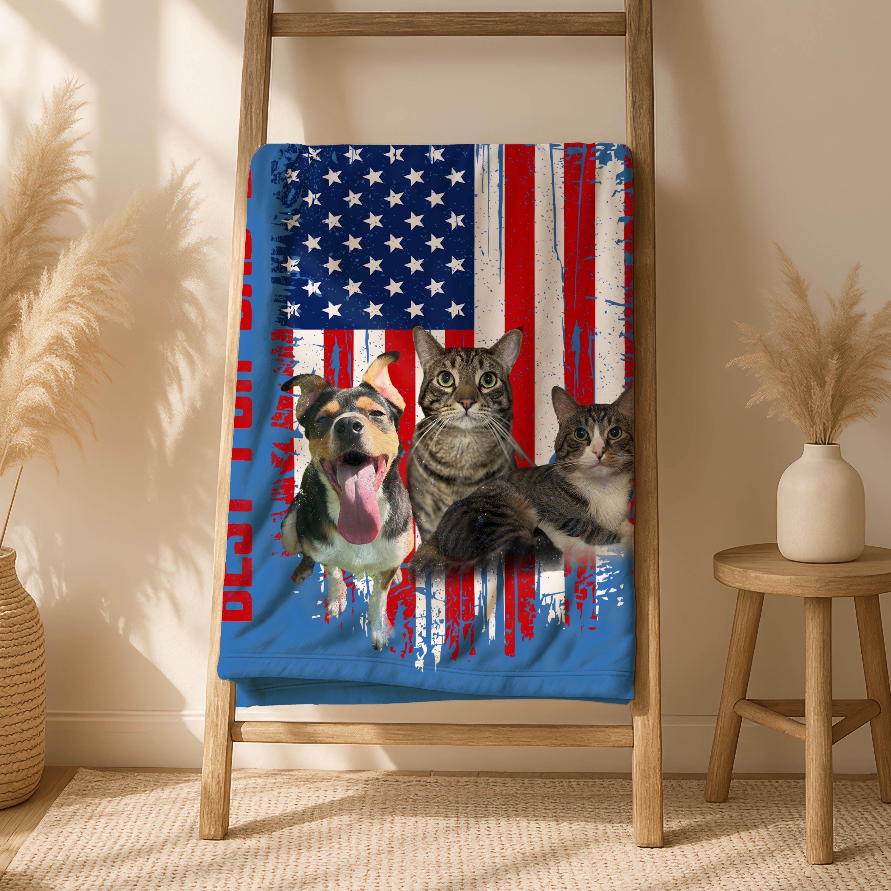 Personalized Best Fur Dad Ever Blanket, Pet Lover Name Blanket, Dog Loss Pet Memory Gifts, Personalized Dog Blankets Cat Picture Blanket