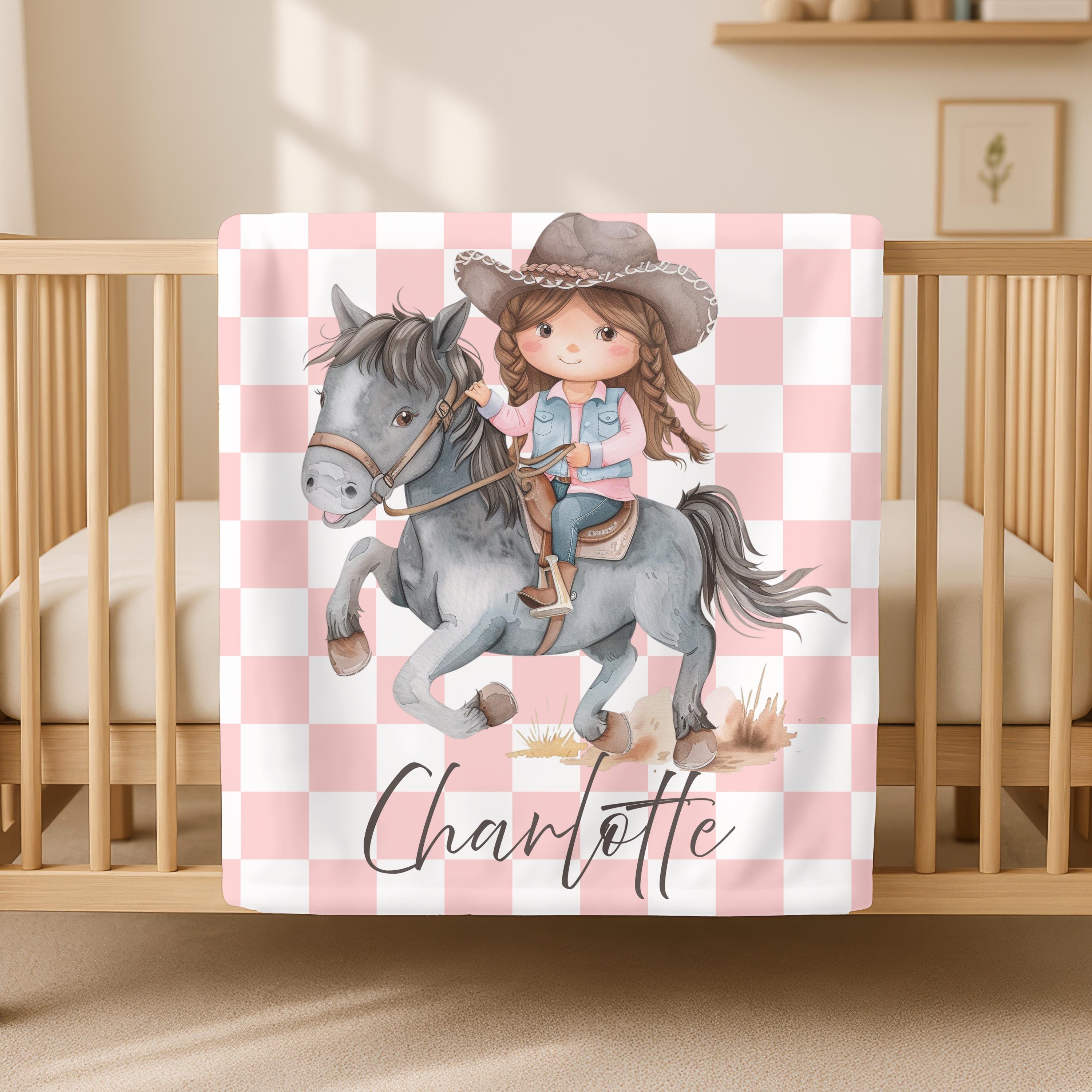 Personalised Name Kids Blanket,Personalized Cowgirl Nursery Blanket,Western Toddler Throw Kids,Western Nursery Baby Shower Gift,Baby Homee