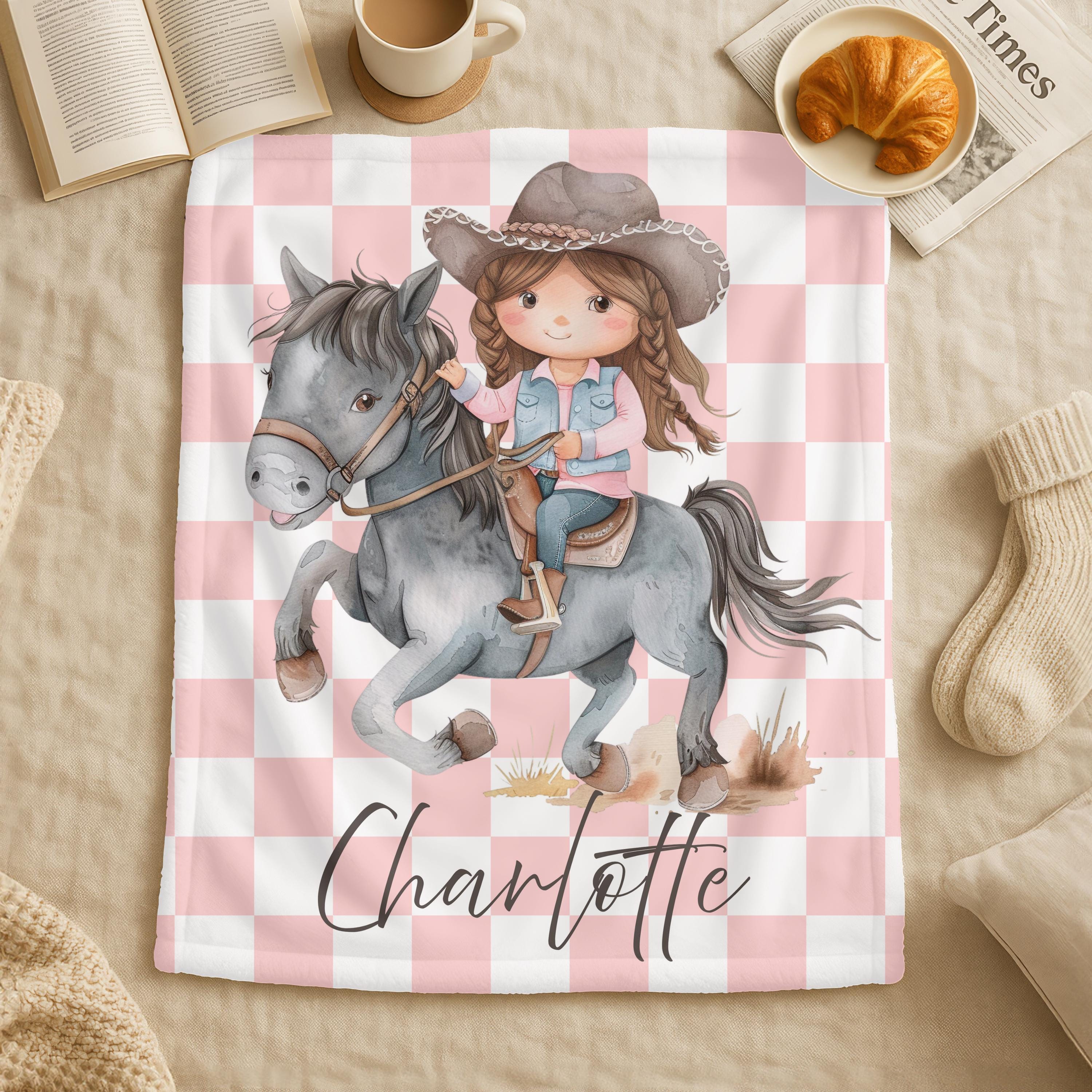 Personalised Name Kids Blanket,Personalized Cowgirl Nursery Blanket,Western Toddler Throw Kids,Western Nursery Baby Shower Gift,Baby Homee
