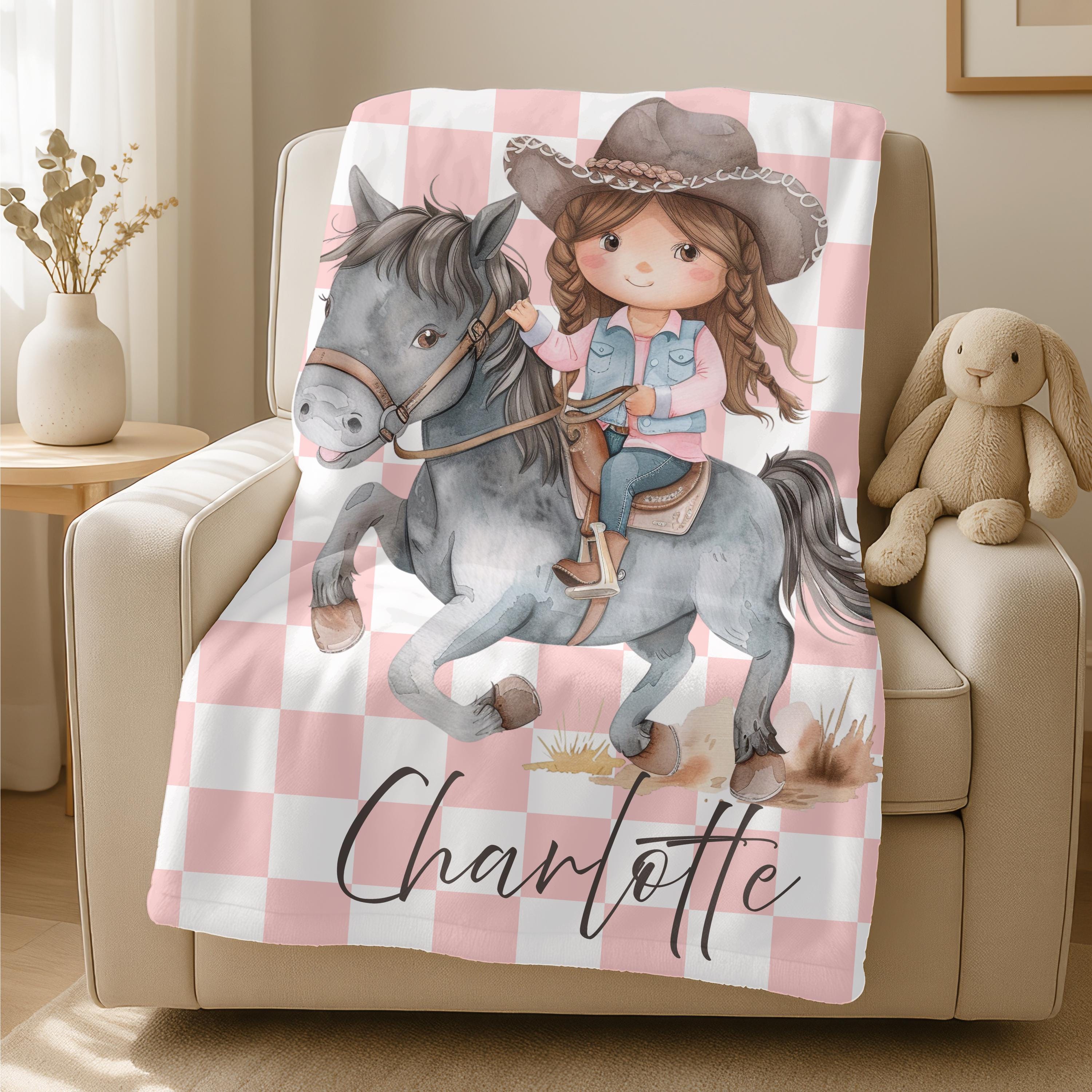 Personalised Name Kids Blanket,Personalized Cowgirl Nursery Blanket,Western Toddler Throw Kids,Western Nursery Baby Shower Gift,Baby Homee