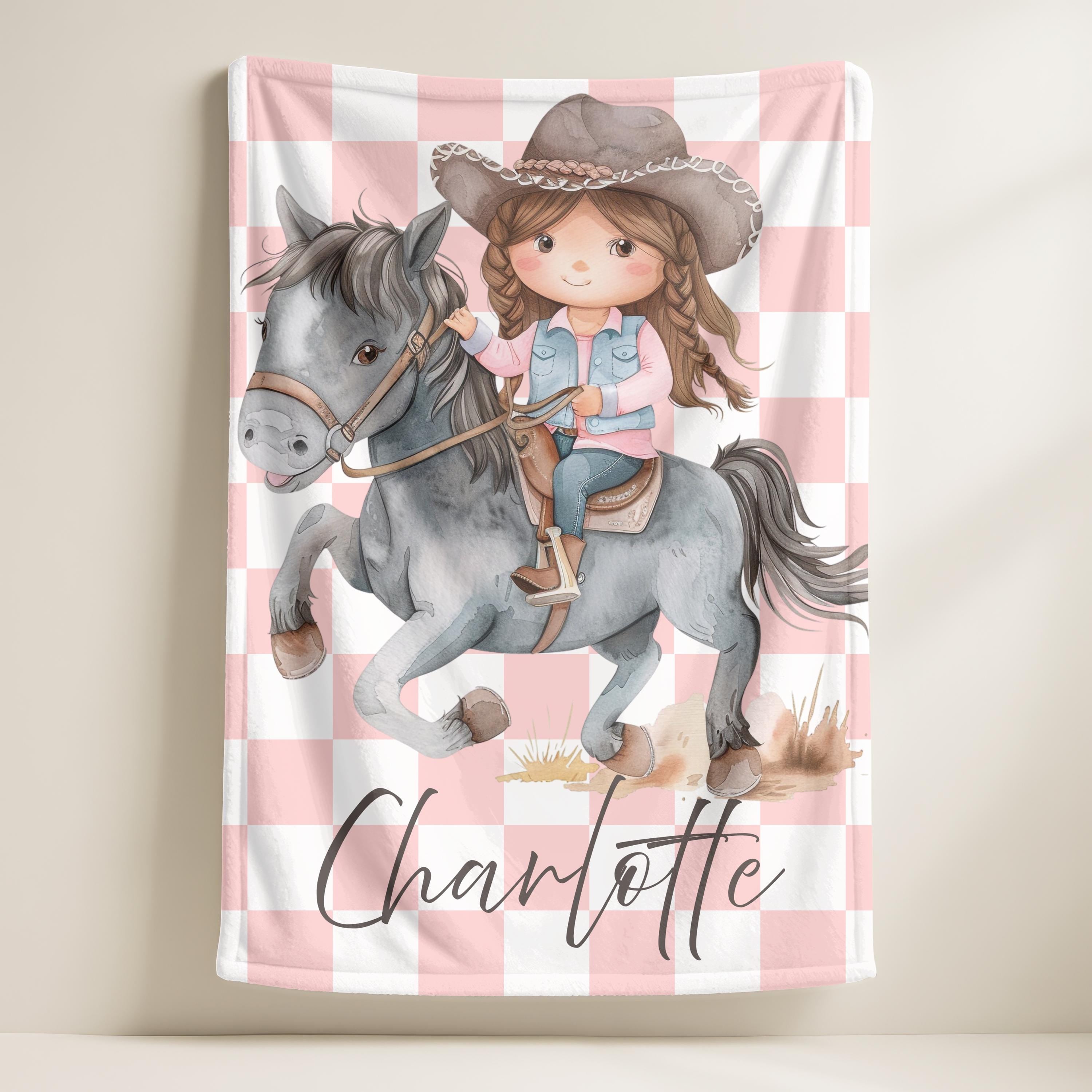 Personalised Name Kids Blanket,Personalized Cowgirl Nursery Blanket,Western Toddler Throw Kids,Western Nursery Baby Shower Gift,Baby Homee