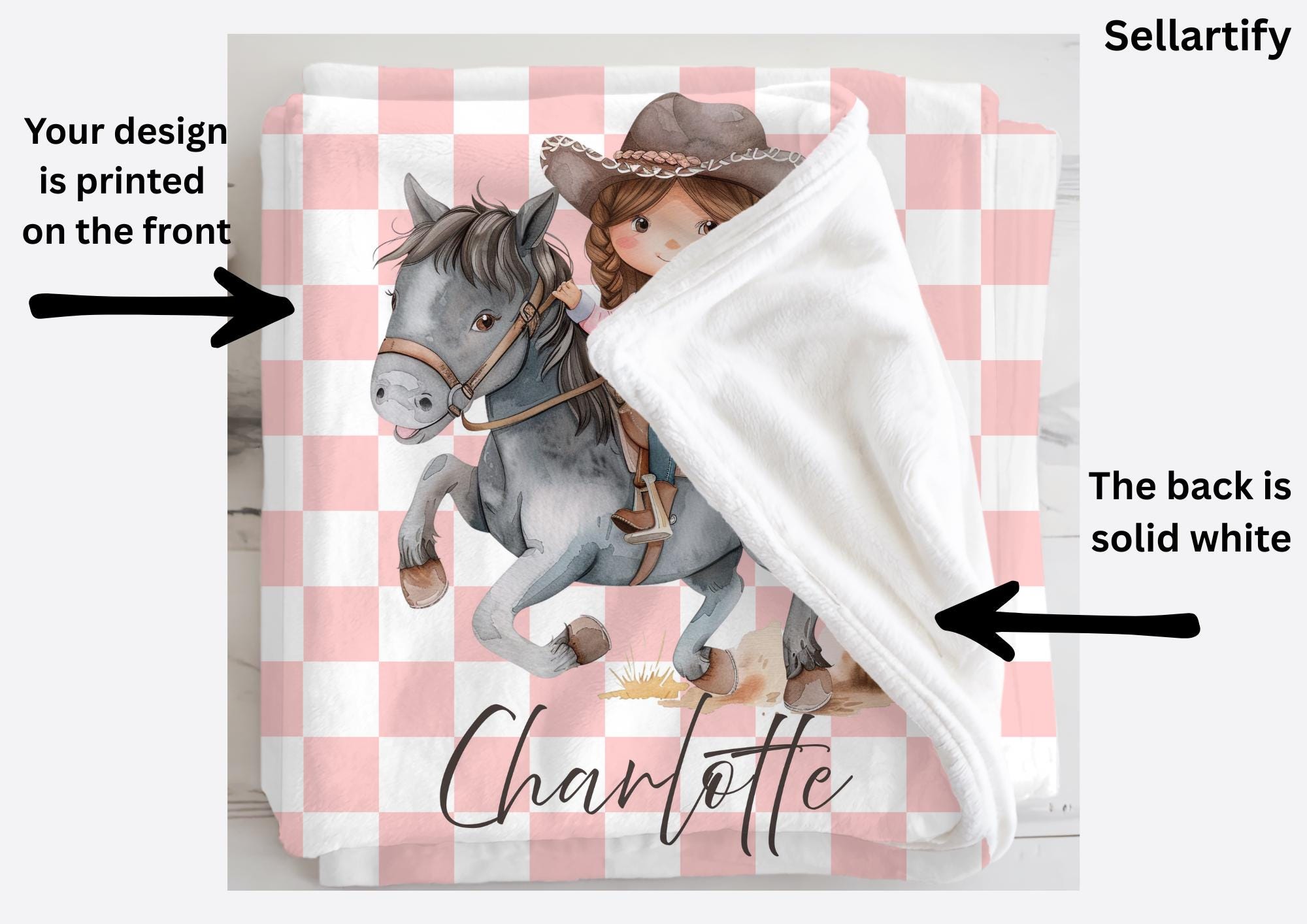 Personalised Name Kids Blanket,Personalized Cowgirl Nursery Blanket,Western Toddler Throw Kids,Western Nursery Baby Shower Gift,Baby Homee