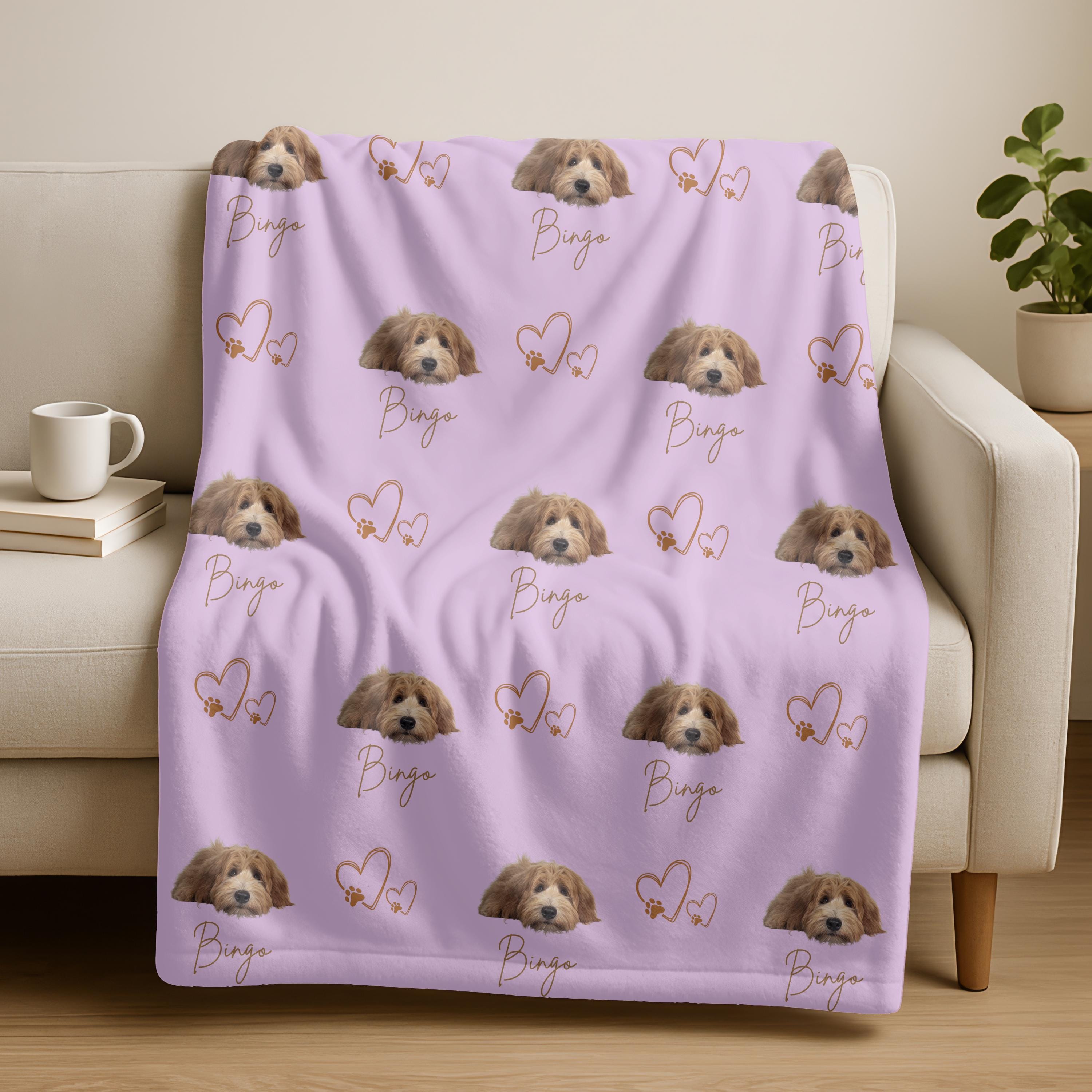 Custom Pet Blanket Using Pet Photo, Custom Pet Blanket, Personalized Dog Blanket with Name and Photo, Custom Photo Blanket for Dog and Cat