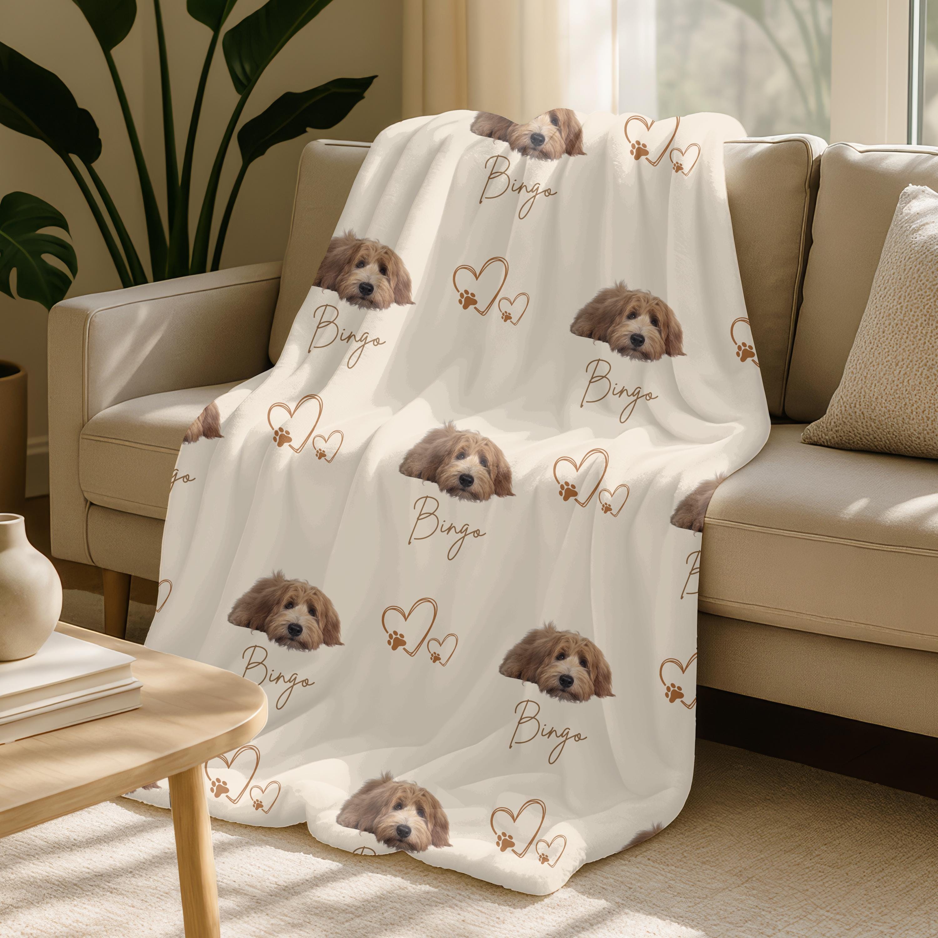 Custom Pet Blanket Using Pet Photo, Custom Pet Blanket, Personalized Dog Blanket with Name and Photo, Custom Photo Blanket for Dog and Cat
