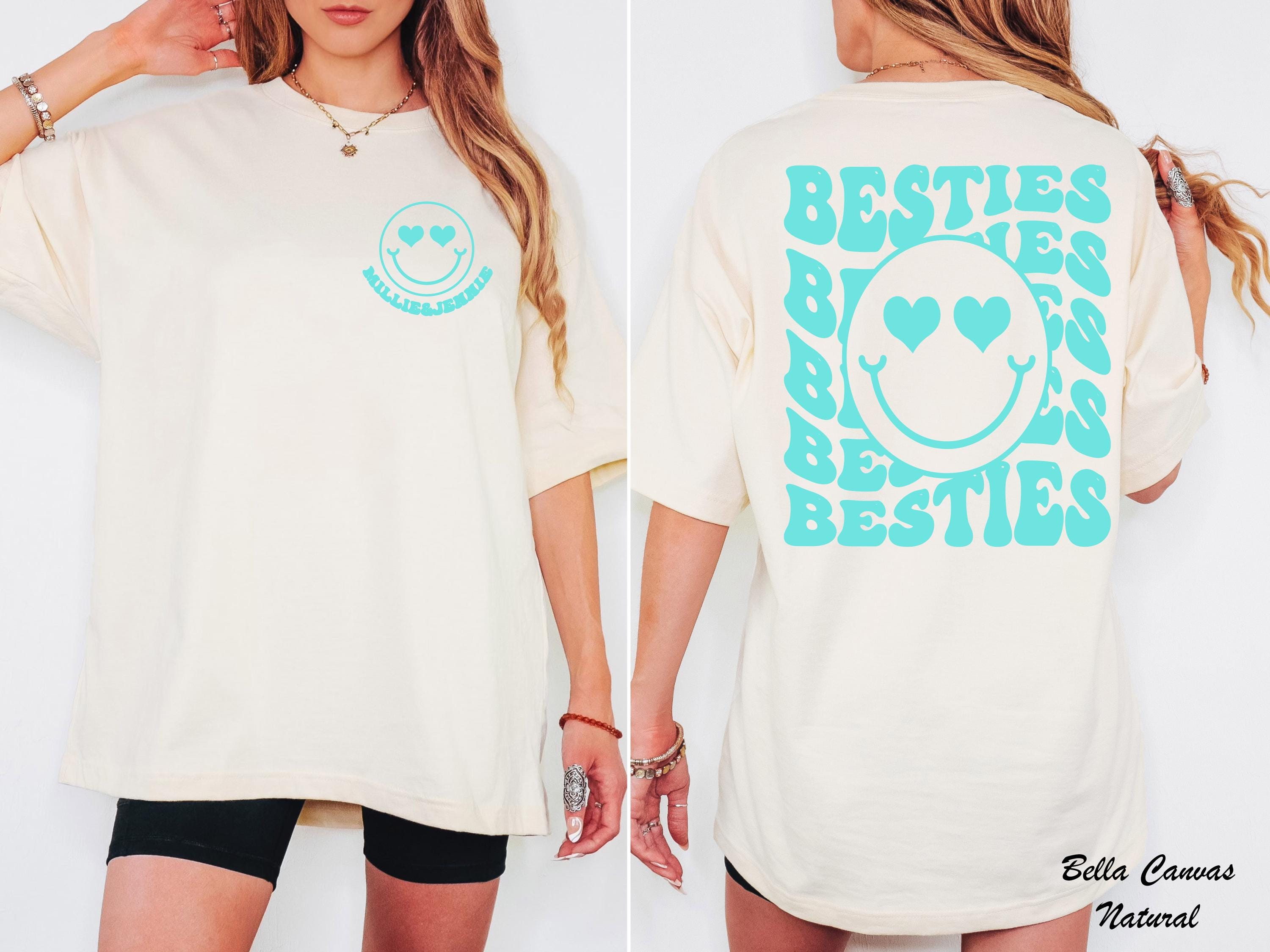 Custom Name BFF Shirts,Matching Best Friend Shirt,Personalized Gift For Fest Friend,Smile Face Best Friends Shirt,Custom BFF Birthday Gift