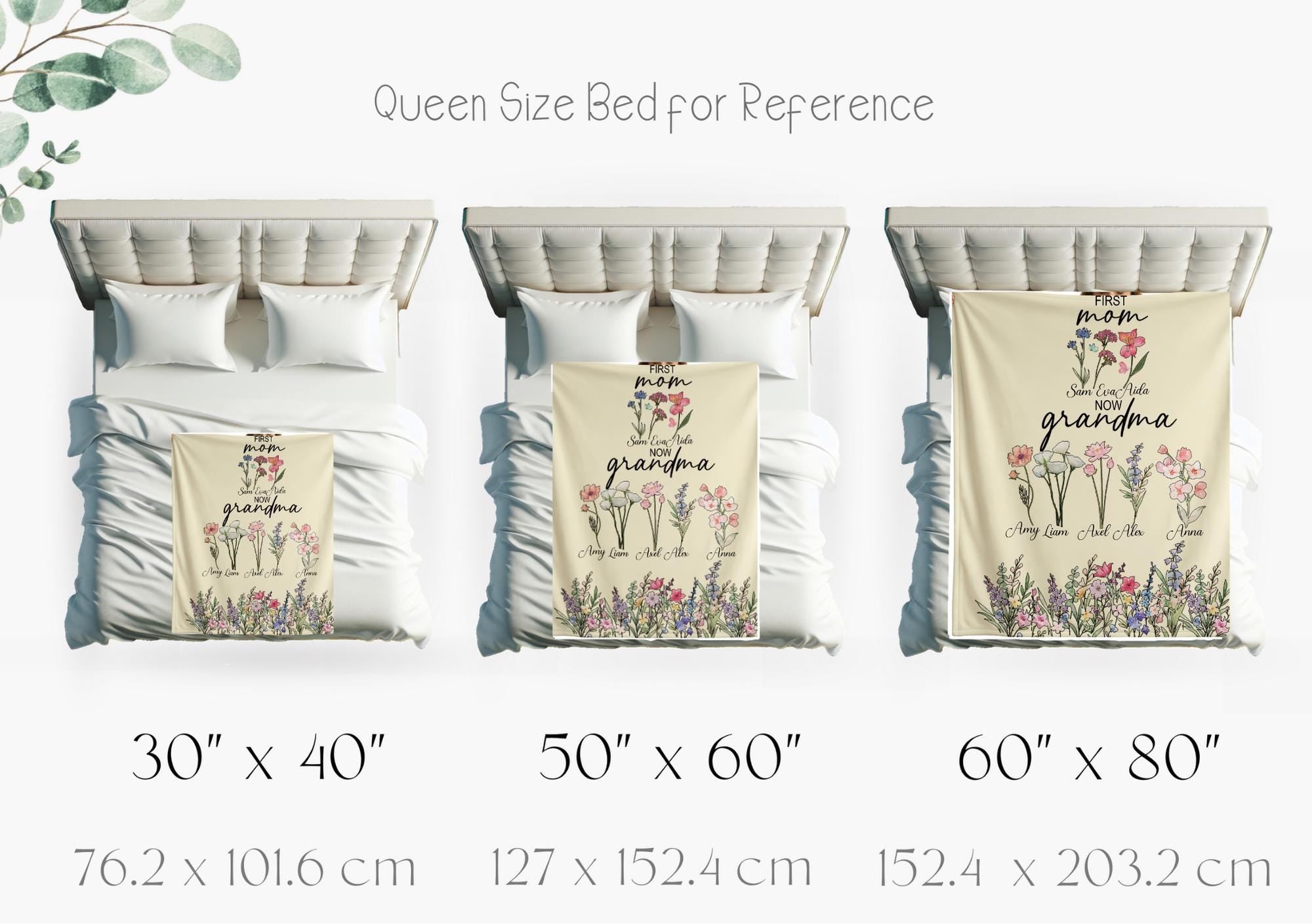 Personalized First Mom Now Grandma Garden Blanket, Birth Flower Blanket, Mom and Grandma Family Blanket, Custom Grandma's Garden Blanket