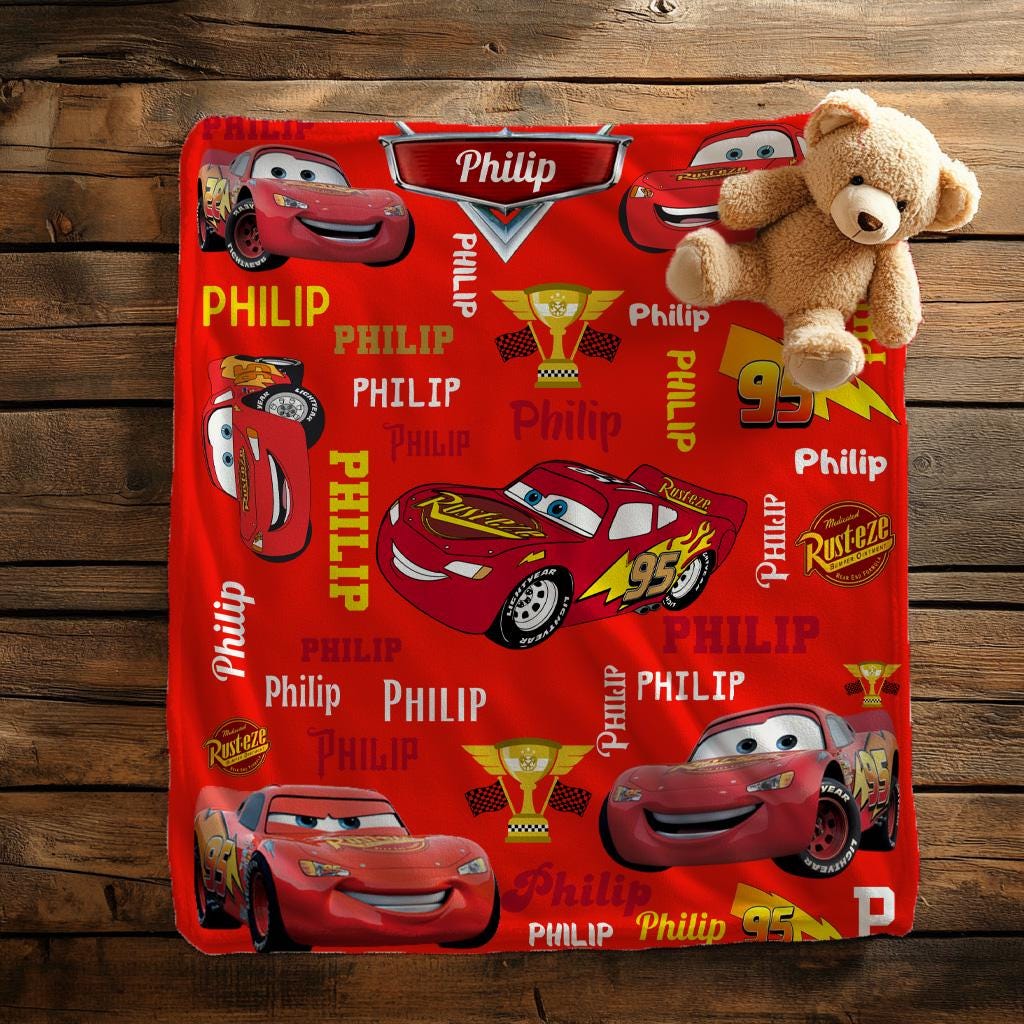 Custom Name Lightning McQueen Baby Blanket,Disney Home Decor,Disney Cars Blanket,Personalized Cars Blanket,Disney Cars Birthday Gift For Boy