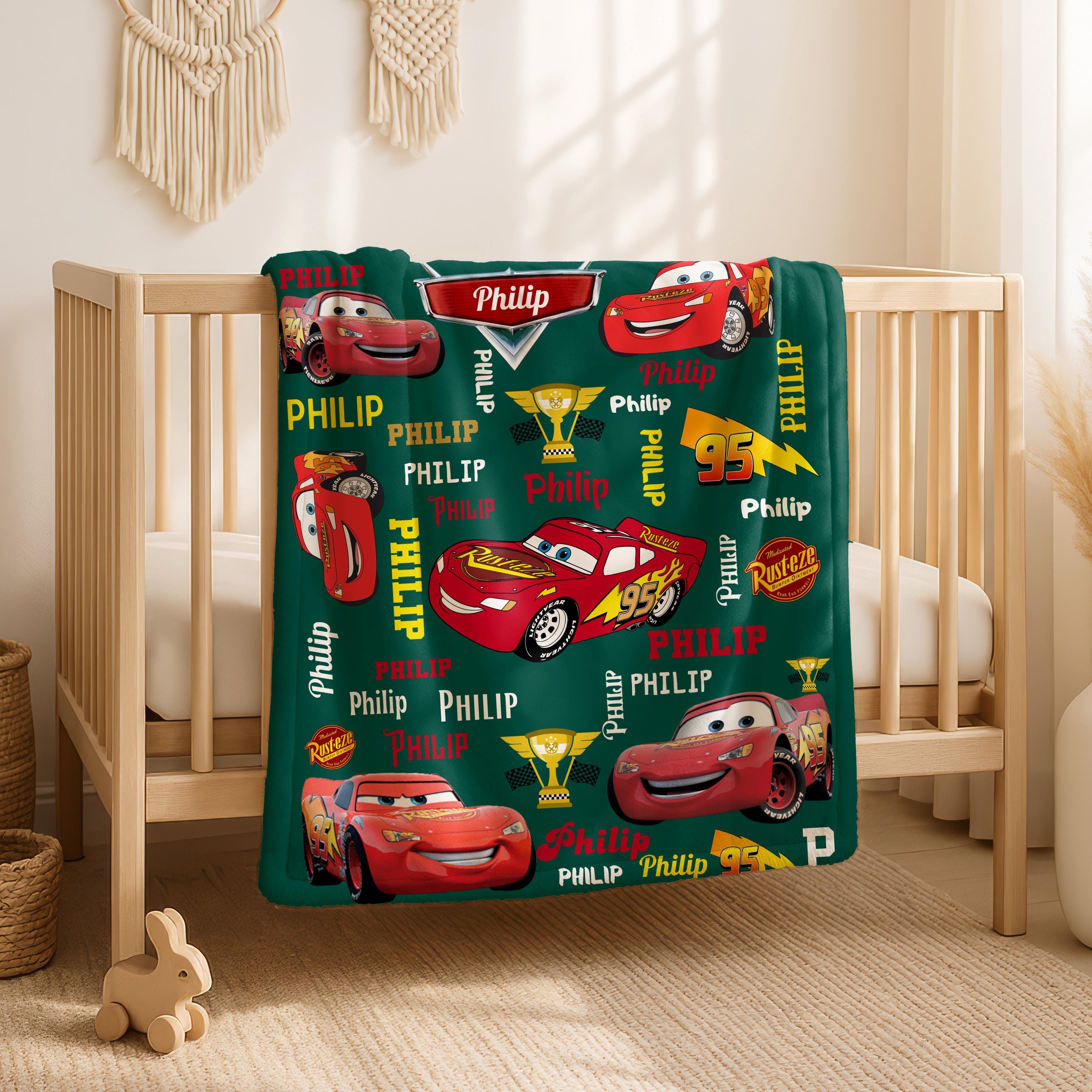 Custom Name Lightning McQueen Baby Blanket,Disney Home Decor,Disney Cars Blanket,Personalized Cars Blanket,Disney Cars Birthday Gift For Boy
