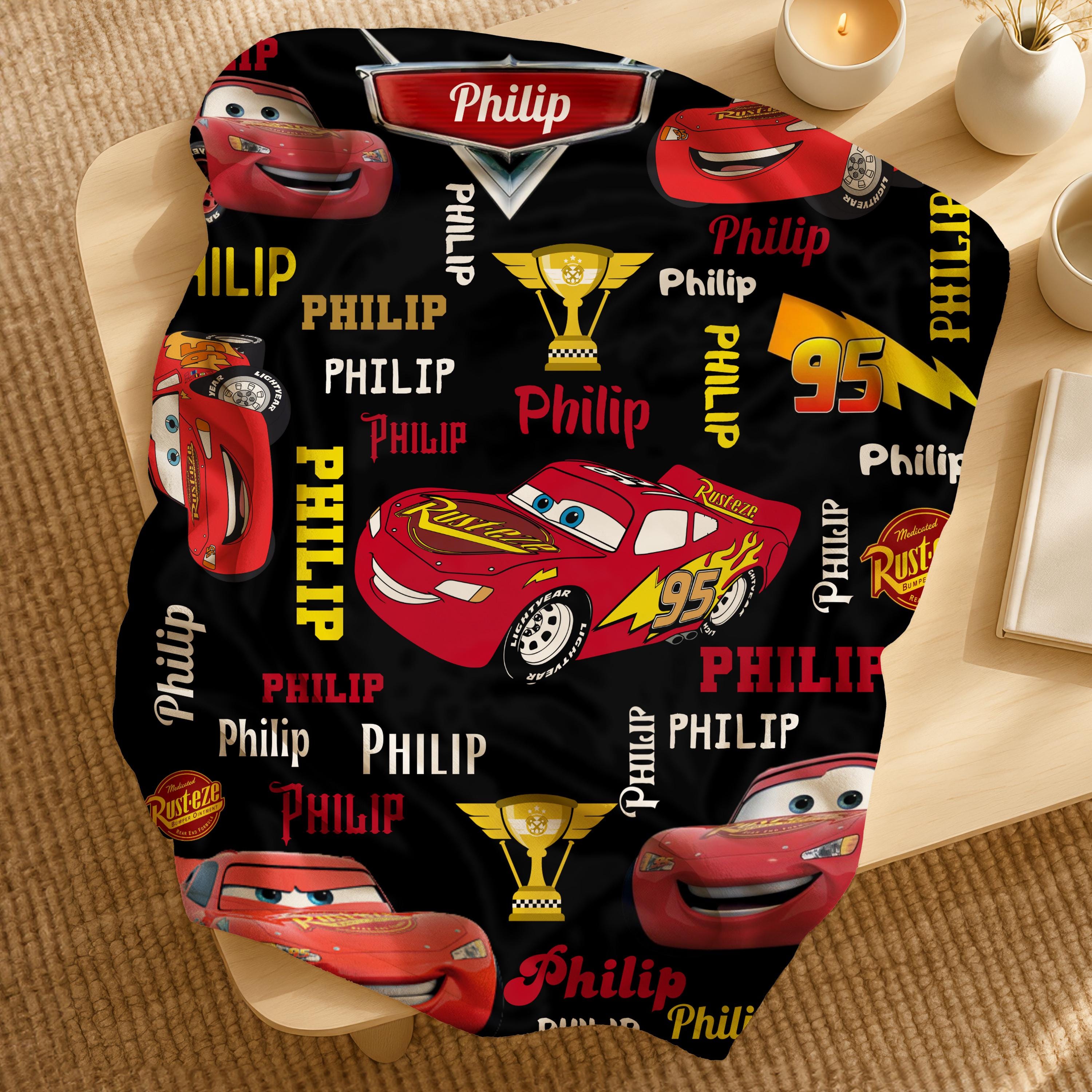 Custom Name Lightning McQueen Baby Blanket,Disney Home Decor,Disney Cars Blanket,Personalized Cars Blanket,Disney Cars Birthday Gift For Boy