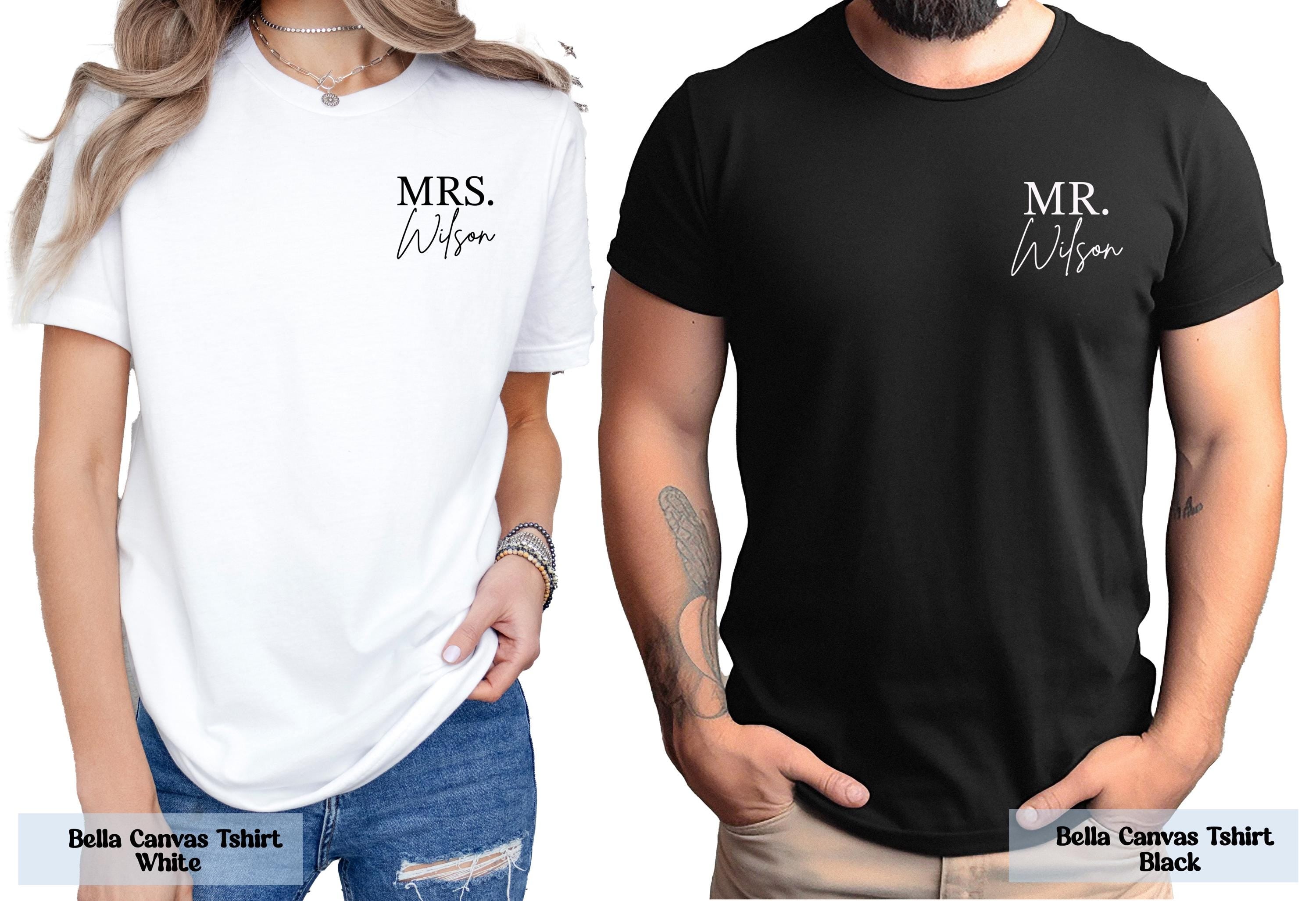 Comfort Colors Mr Mrs Last Name T-Shirt, Husband and Wife Couples Shirt, Honeymoon Shirt, Matching Wedding Tee, Custom Just Married Shirts