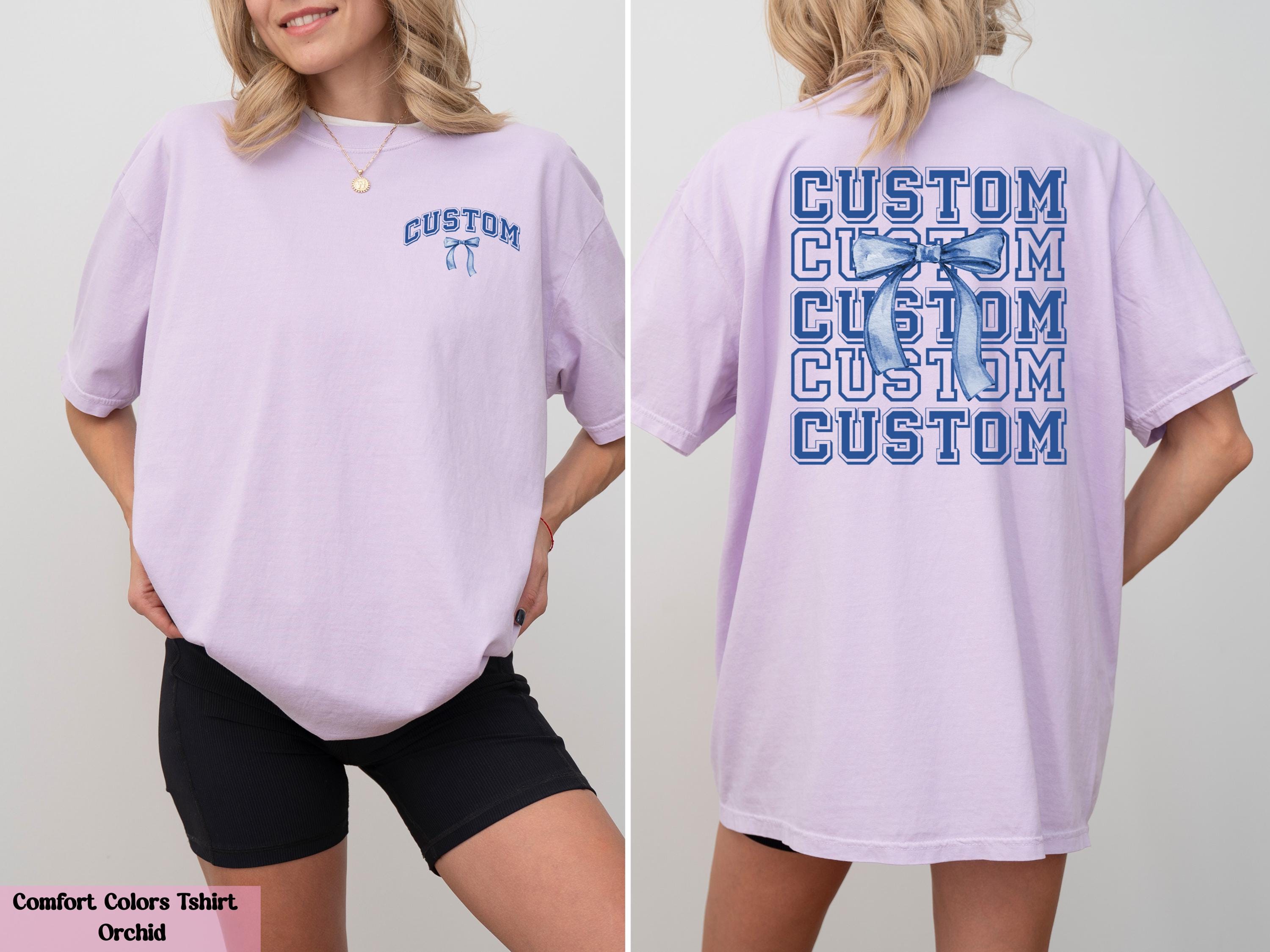 Custom Blue Coquette Bow Shirt, Personalized Team Mascot Bow Shirt,Create Your Own Shirt, Cute Custom Tee, Game Day Shirt, School Spirit Tee