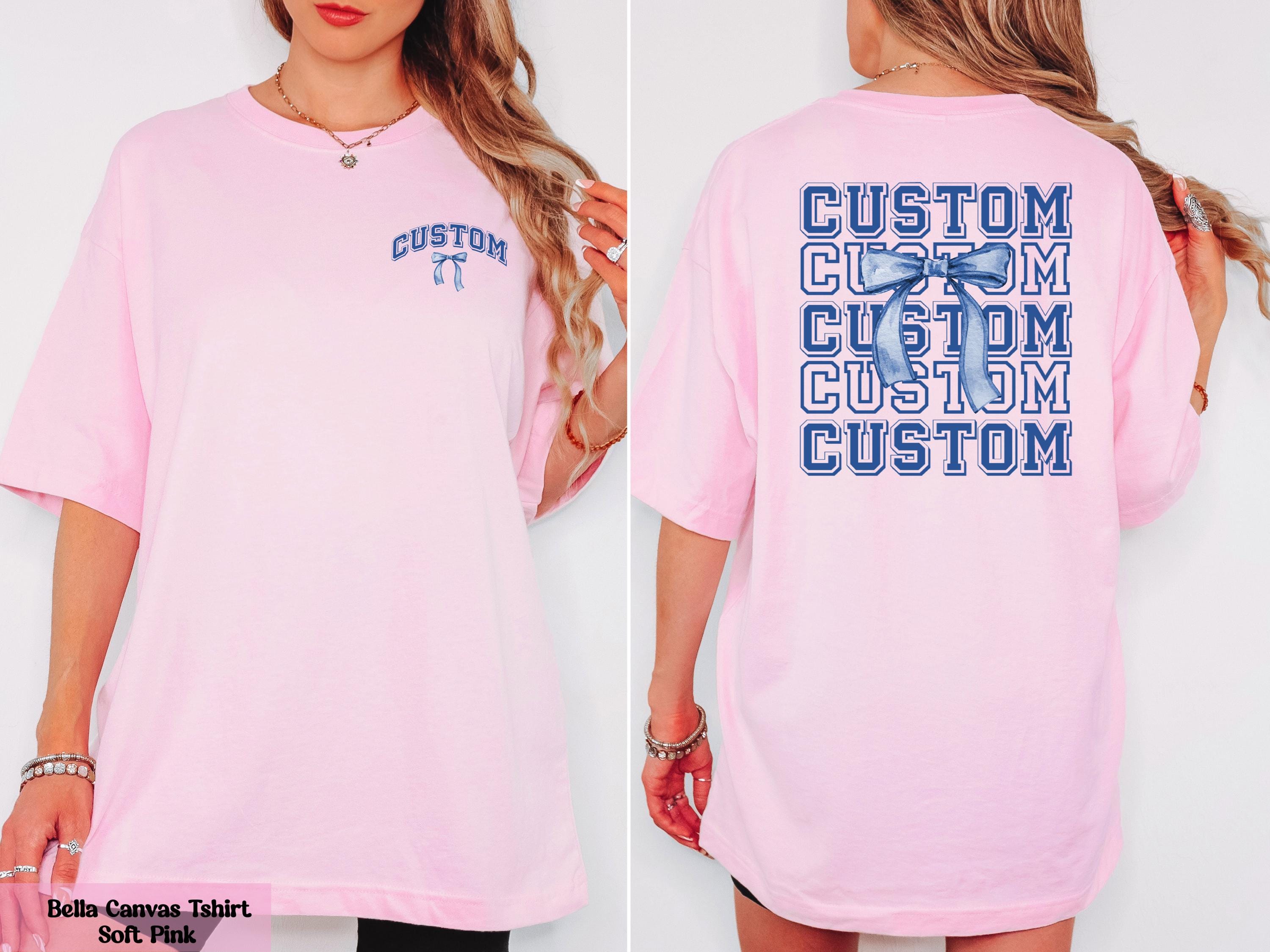 Custom Blue Coquette Bow Shirt, Personalized Team Mascot Bow Shirt,Create Your Own Shirt, Cute Custom Tee, Game Day Shirt, School Spirit Tee