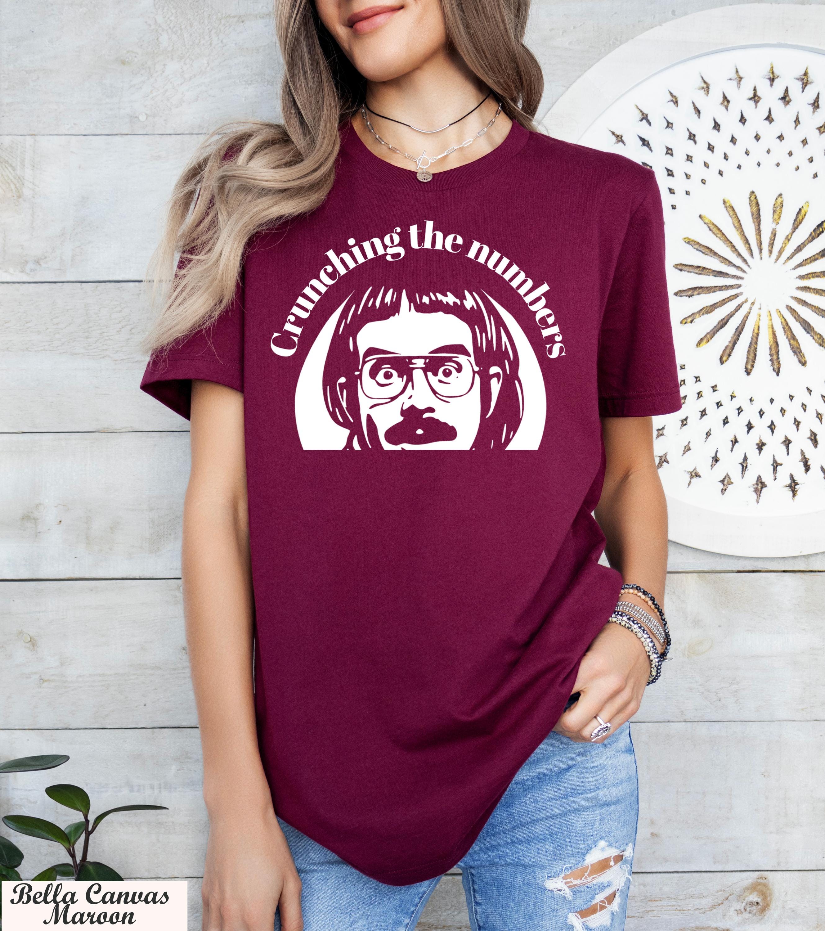 Crunching the Numbers Chit Shirt,,Funny Internet Humor Shirt,Retro Comedy T-shirt, Vintage Style Parody Fan T-Shirt,Hilarious Gag Apparel