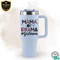 Mama Of Drama Girl Mom Tumbler, Mama Tumbler Wrap, Girl Mom 20 oz Template, Stainless Steel Insulated Travel Mug For Mom, Trendy Mom Gift