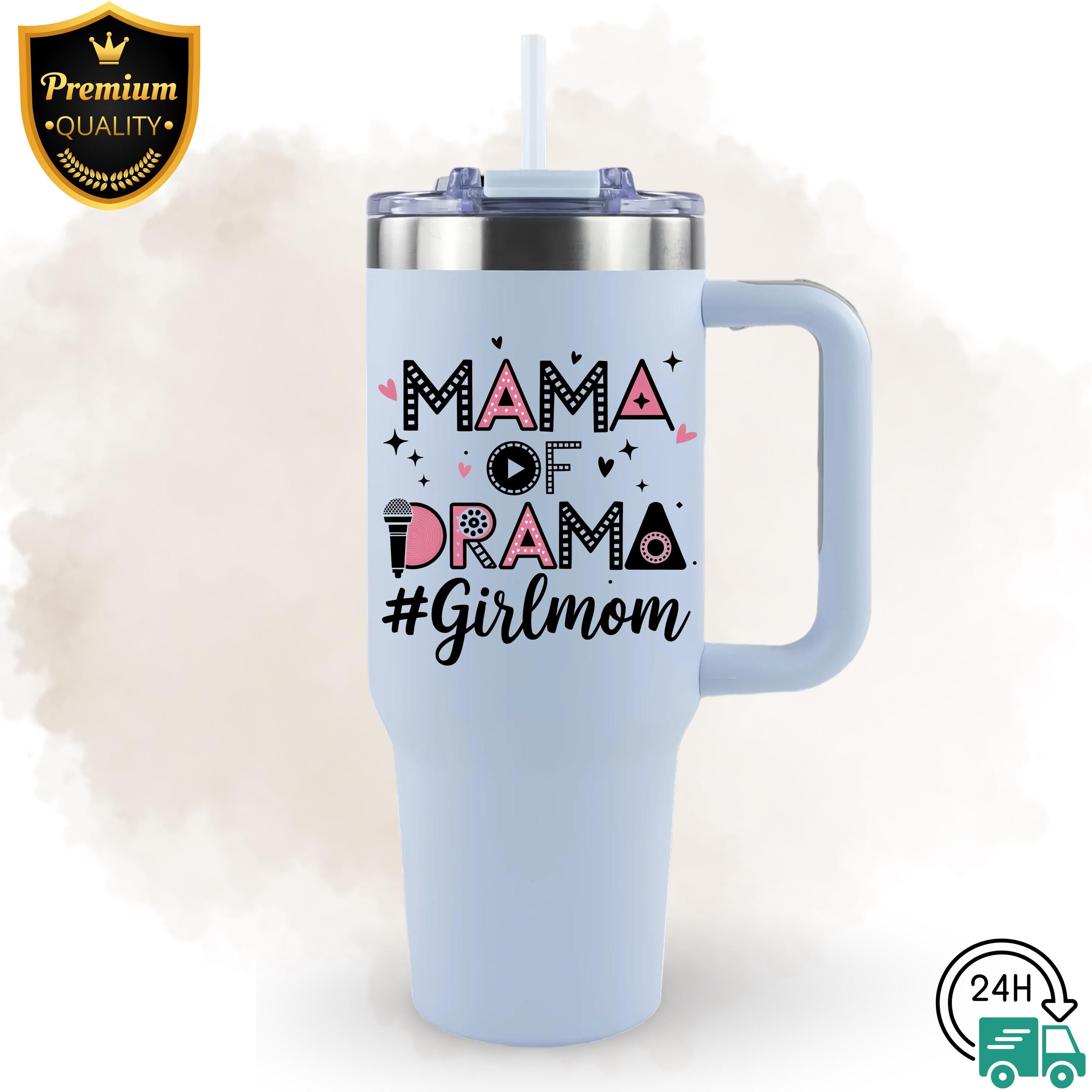 Mama Of Drama Girl Mom Tumbler, Mama Tumbler Wrap, Girl Mom 20 oz Template, Stainless Steel Insulated Travel Mug For Mom, Trendy Mom Gift