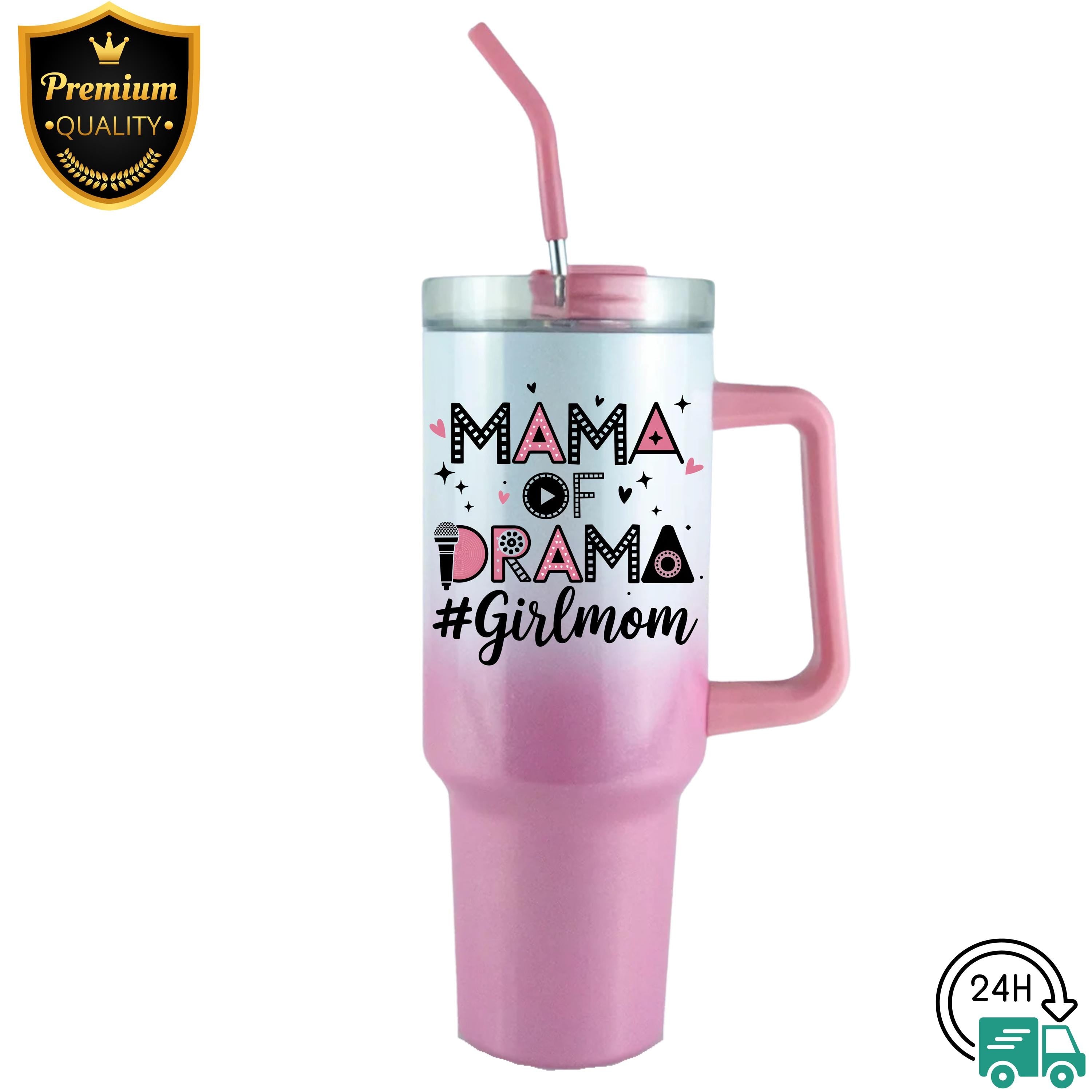 Mama Of Drama Girl Mom Tumbler, Mama Tumbler Wrap, Girl Mom 20 oz Template, Stainless Steel Insulated Travel Mug For Mom, Trendy Mom Gift