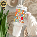 Happy First Day Of School Tumbler, 40oz Tumbler with Handle, Teacher Appreciation Gift, Teacher Student Tumbler,Back To School Tumbler
