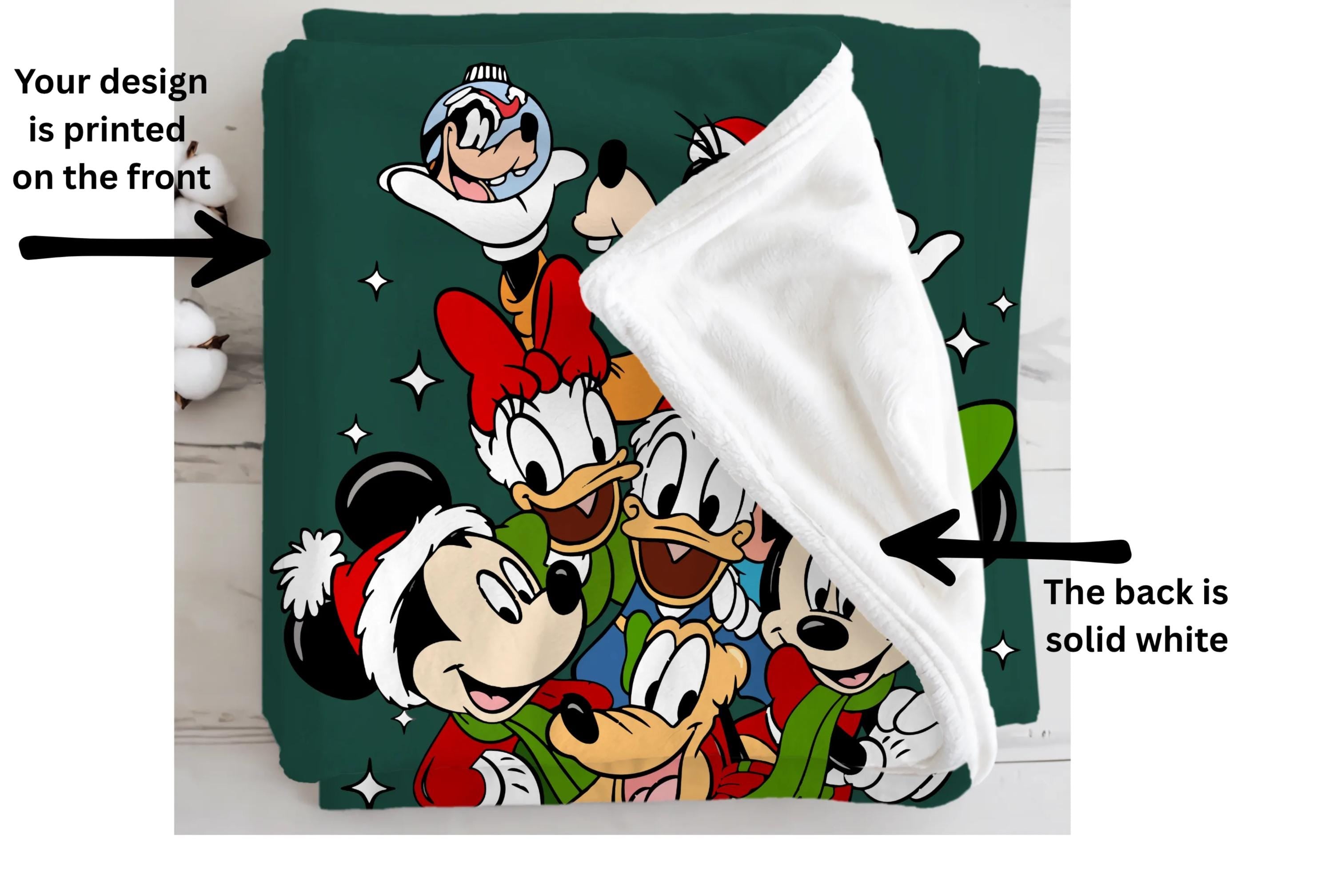 Personalized Mickey and Friends Santa Christmas Throw Blanket, Mickey's Very Merry Christmas Party Home Decor, Disney's Christmas Blanket
