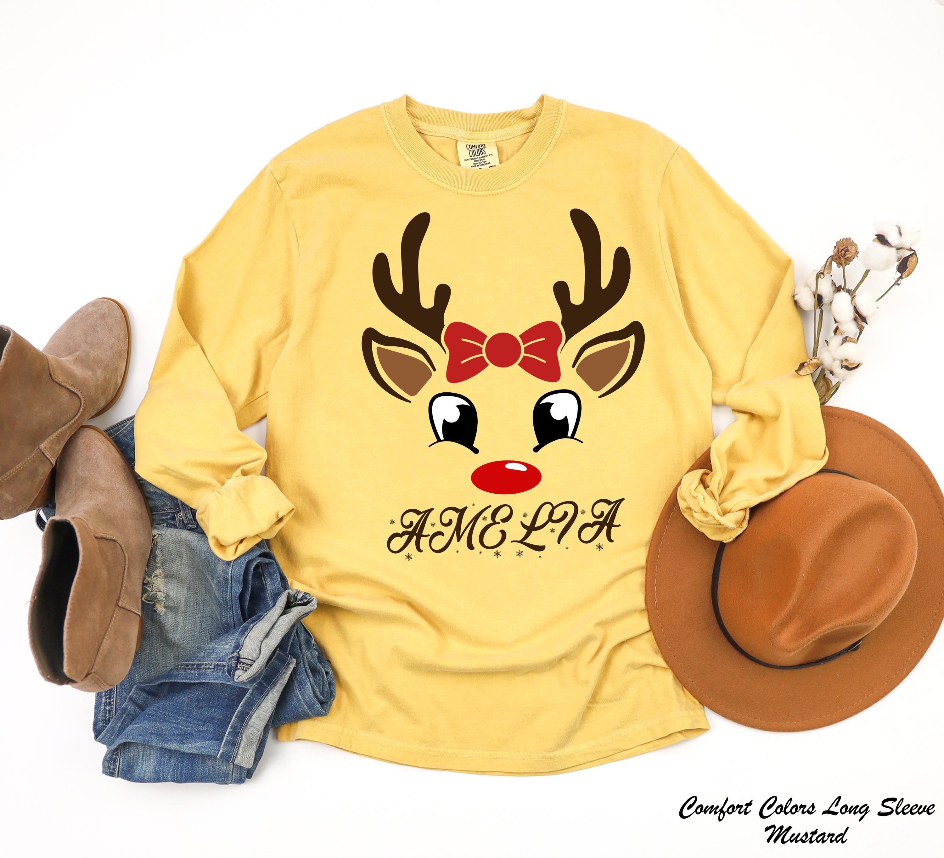 Custom Reindeer Merry Christmas Sweatshirt, Personalized Christmas Gift, Custom Family Name Tee, Xmas Sweater,Christmas Holiday Sweatshirt