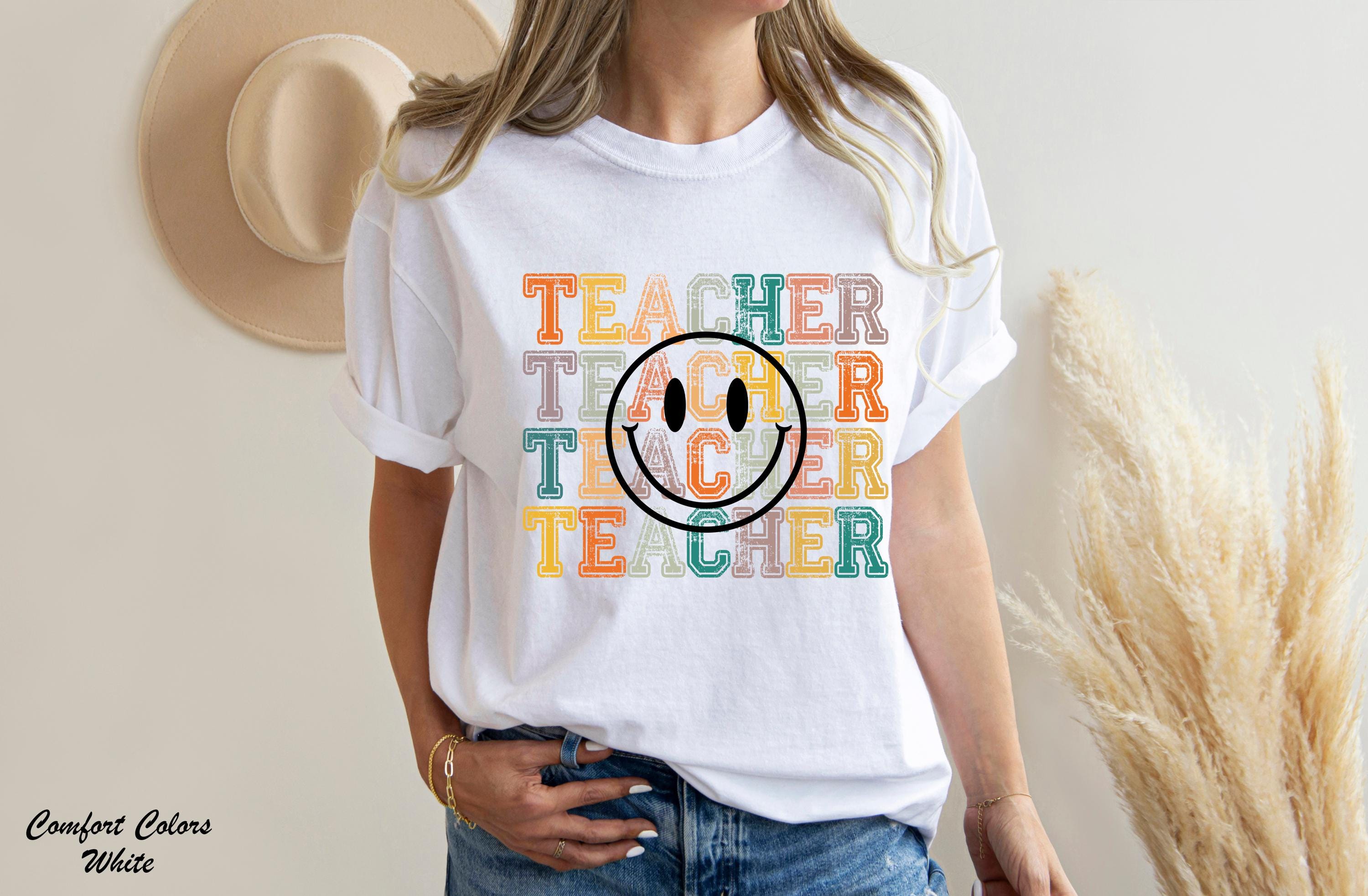 Smile Face Teacher Shirt, Back to School Shirt, Teacher Appreciation Gifts, Teacher Happy Face Shirt, Teacher Life Shirt, Teacher Tee,