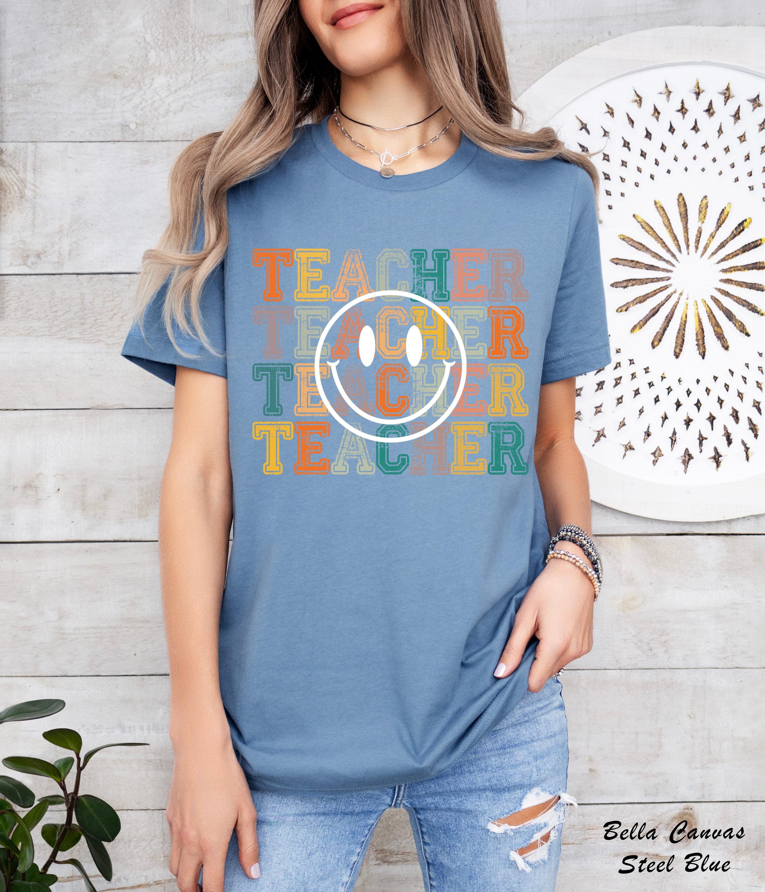 Smile Face Teacher Shirt, Back to School Shirt, Teacher Appreciation Gifts, Teacher Happy Face Shirt, Teacher Life Shirt, Teacher Tee,