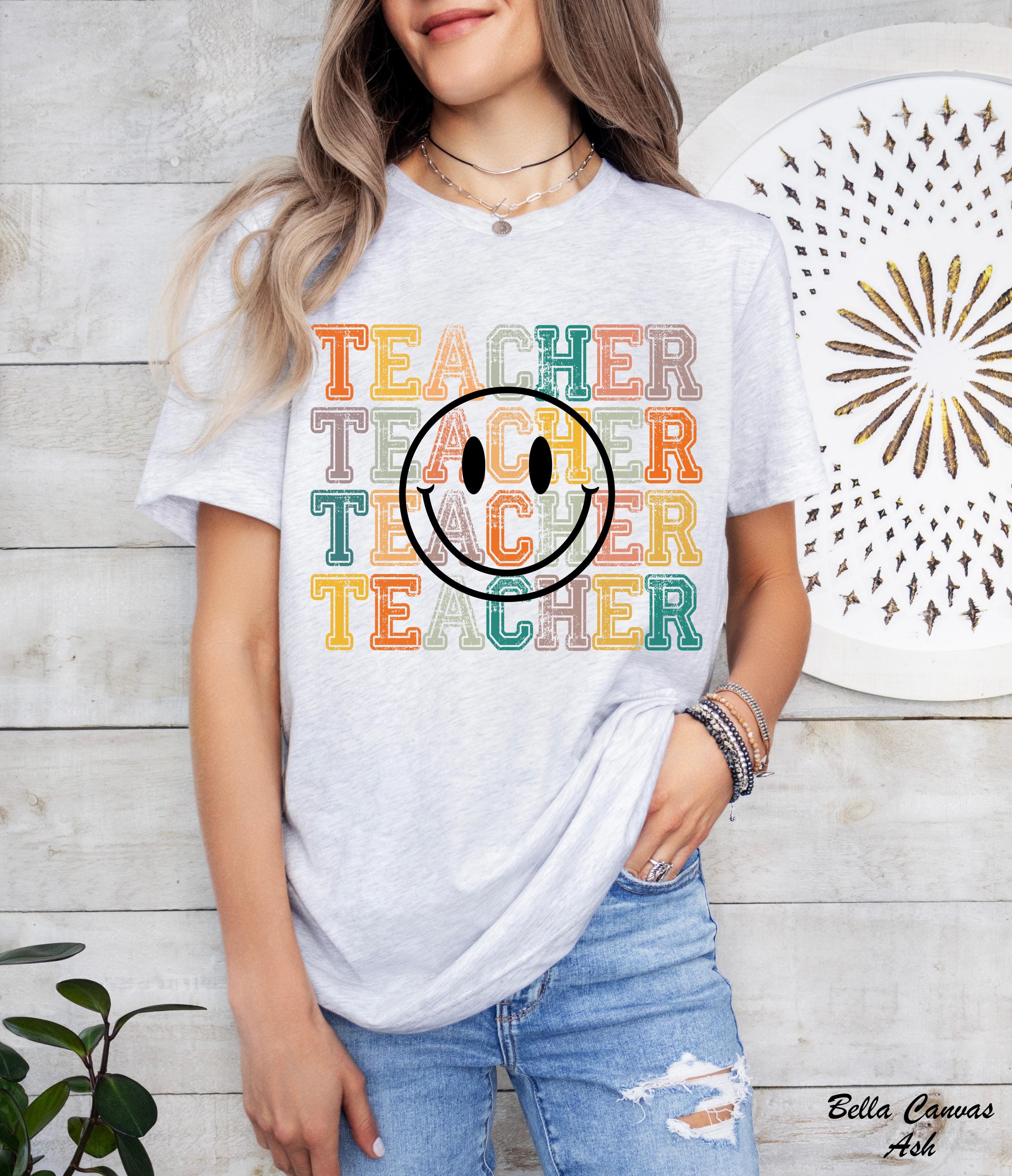 Smile Face Teacher Shirt, Back to School Shirt, Teacher Appreciation Gifts, Teacher Happy Face Shirt, Teacher Life Shirt, Teacher Tee,